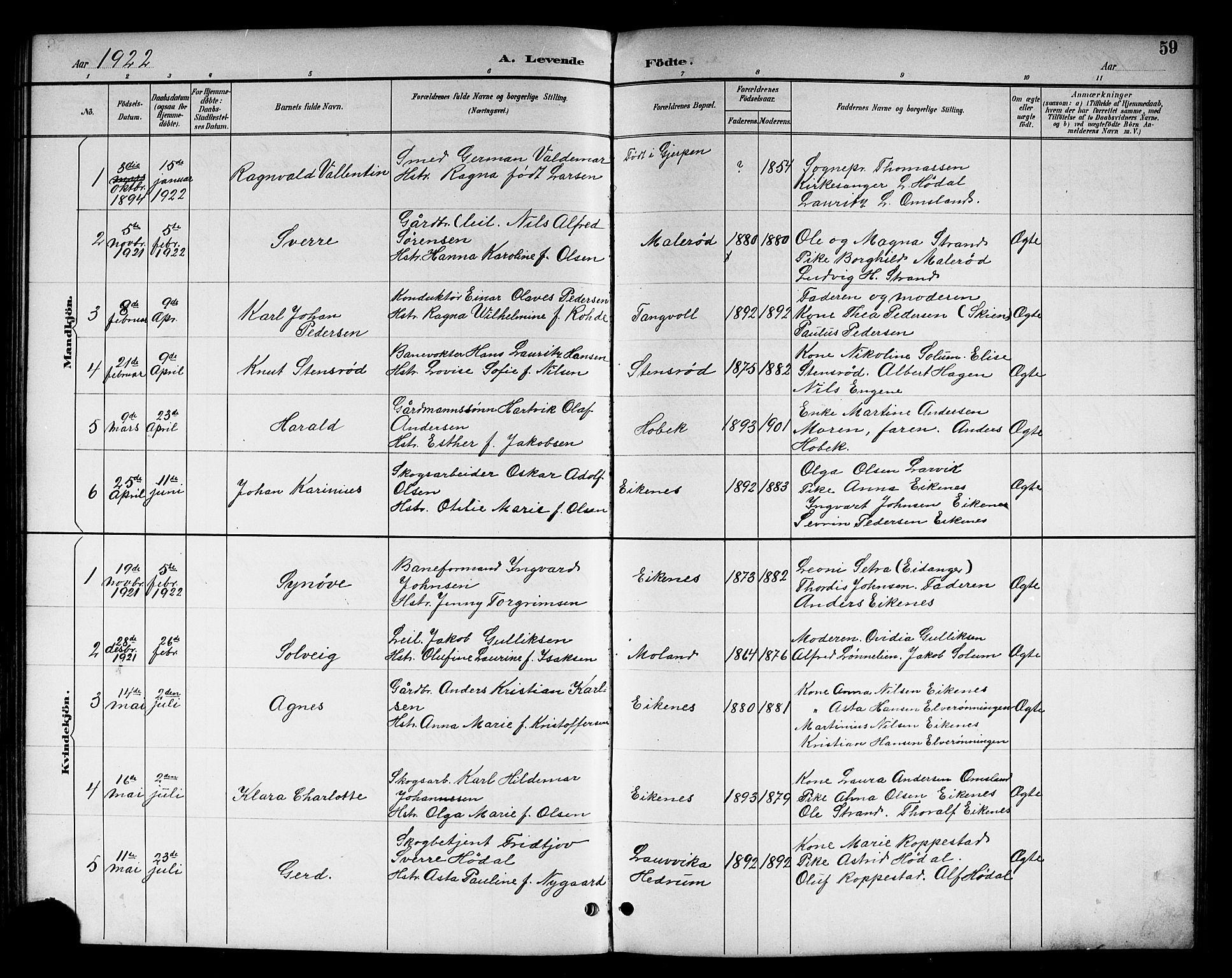 Brunlanes kirkebøker, SAKO/A-342/G/Gc/L0002: Parish register (copy) no. III 2, 1891-1922, p. 59