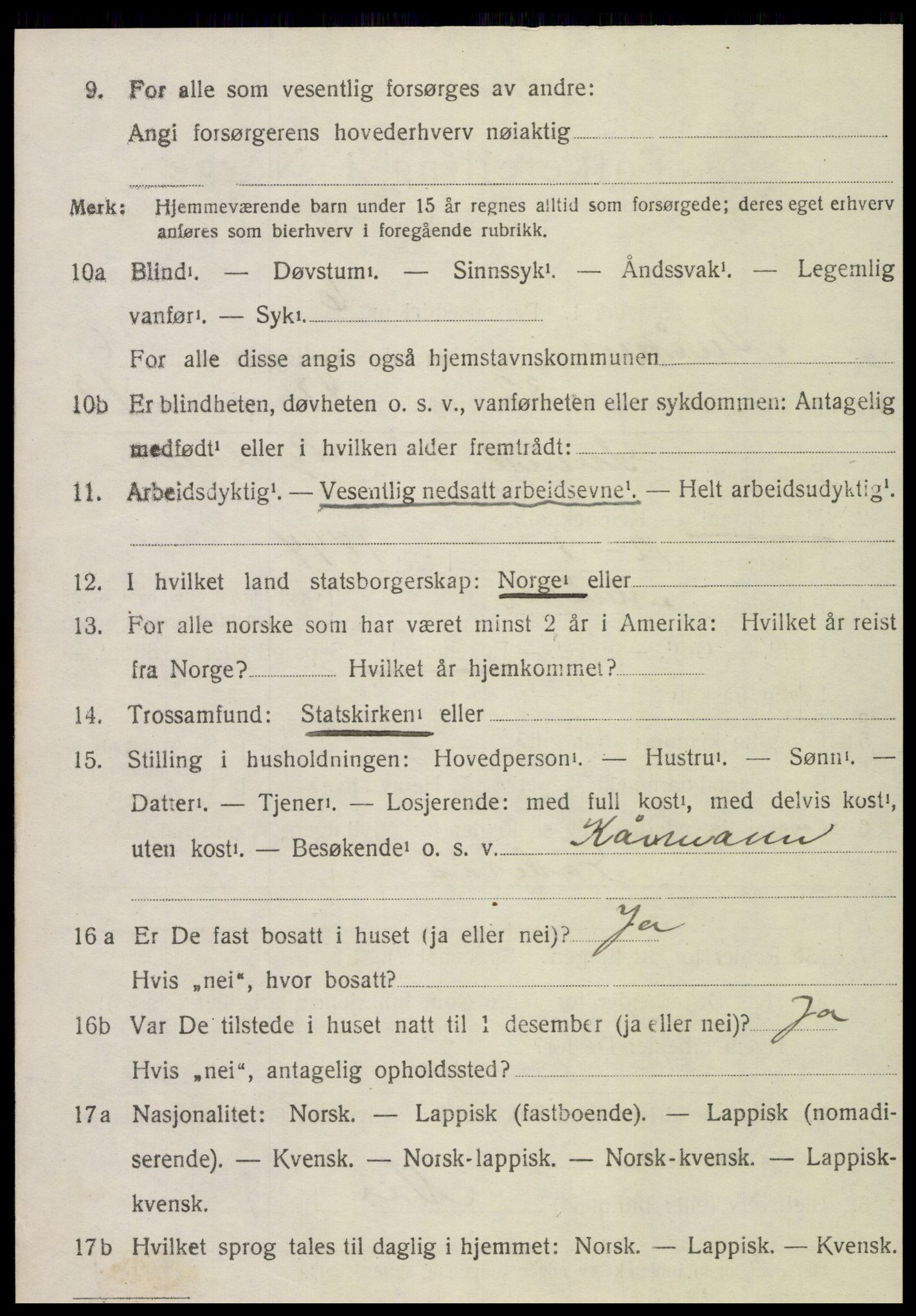 SAT, 1920 census for Meråker, 1920, p. 4987