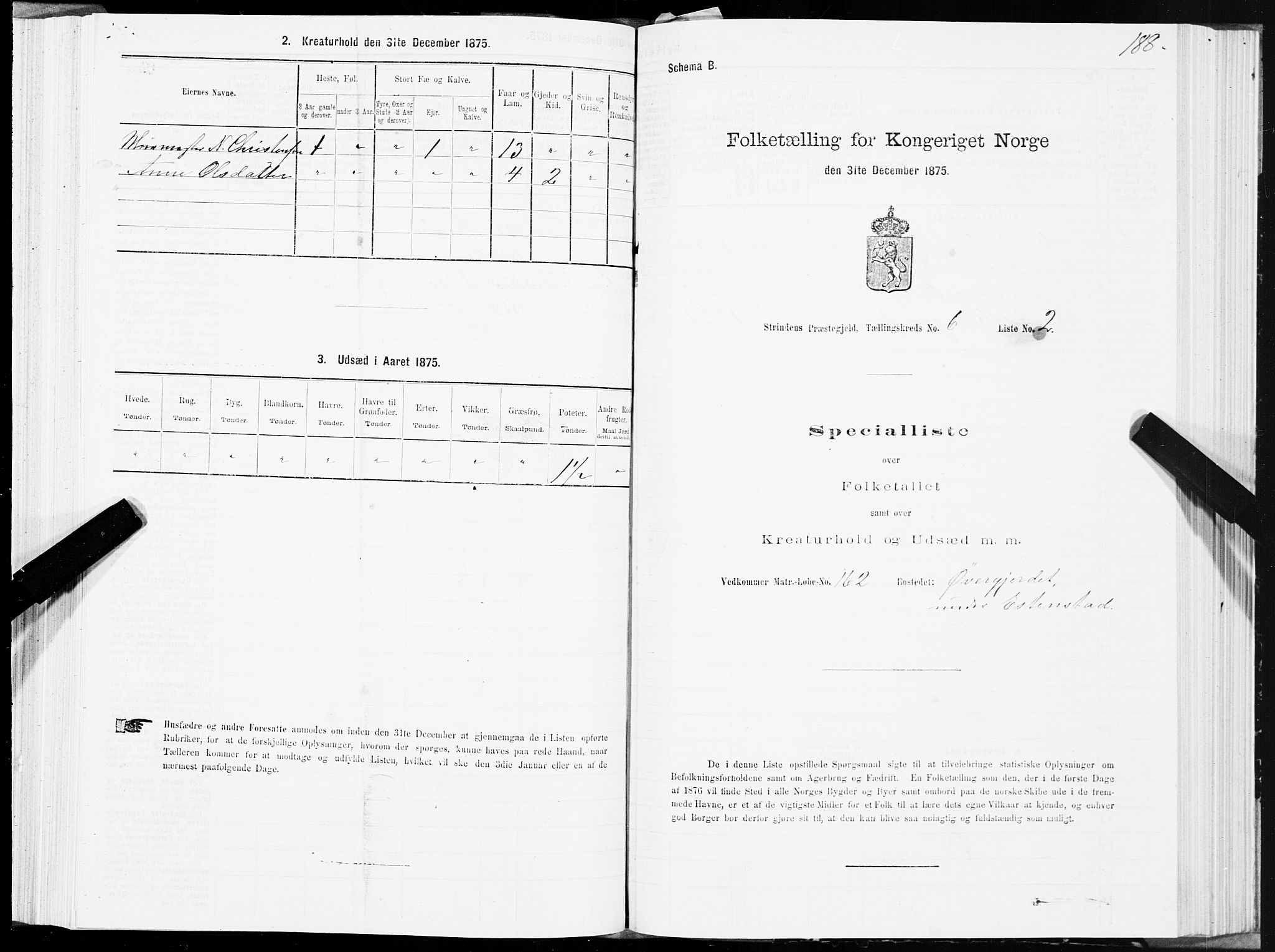 SAT, 1875 census for 1660P Strinda, 1875, p. 3188