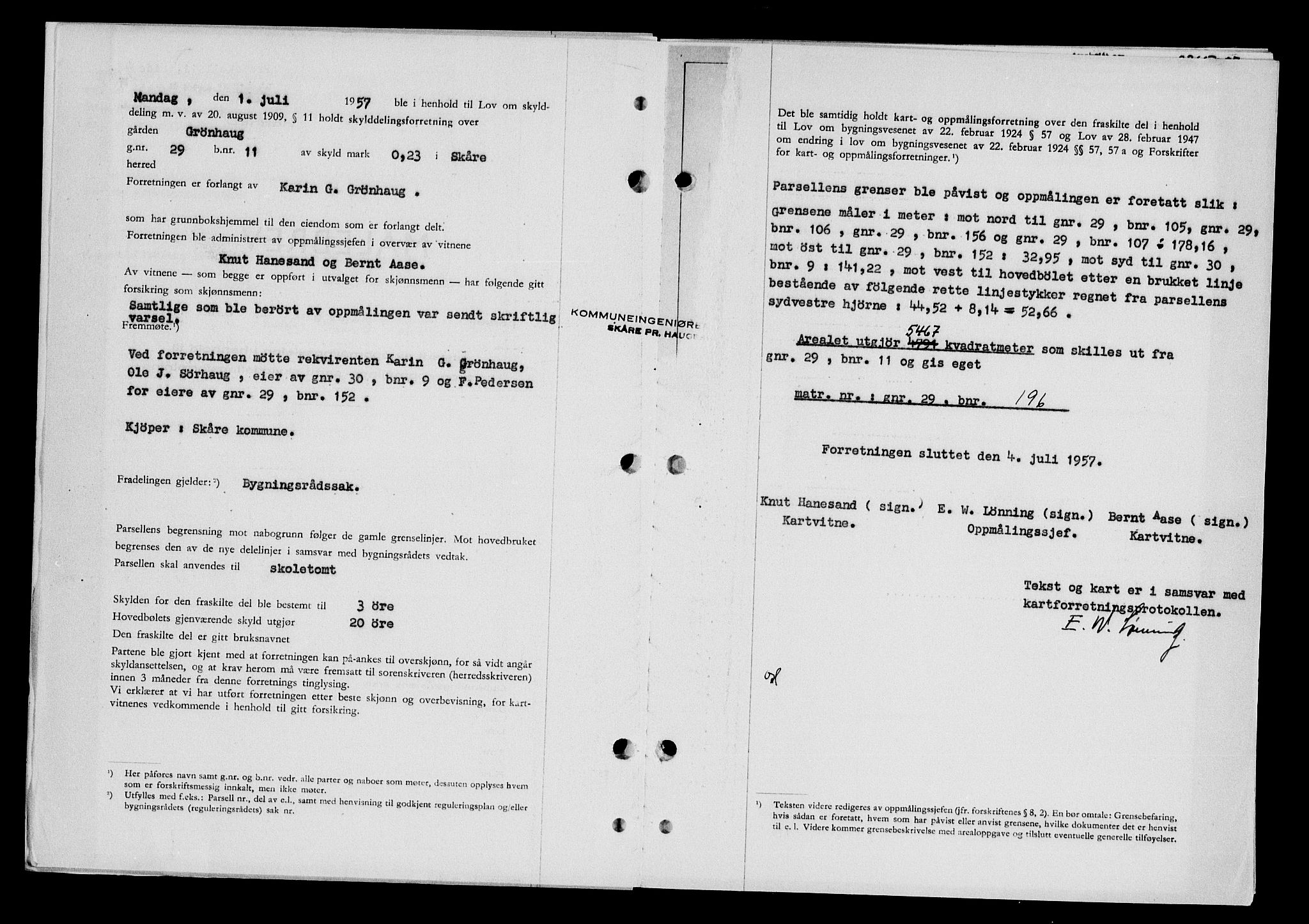 Karmsund sorenskriveri, SAST/A-100311/01/II/IIB/L0125: Mortgage book no. 105A, 1957-1957, Diary no: : 2264/1957