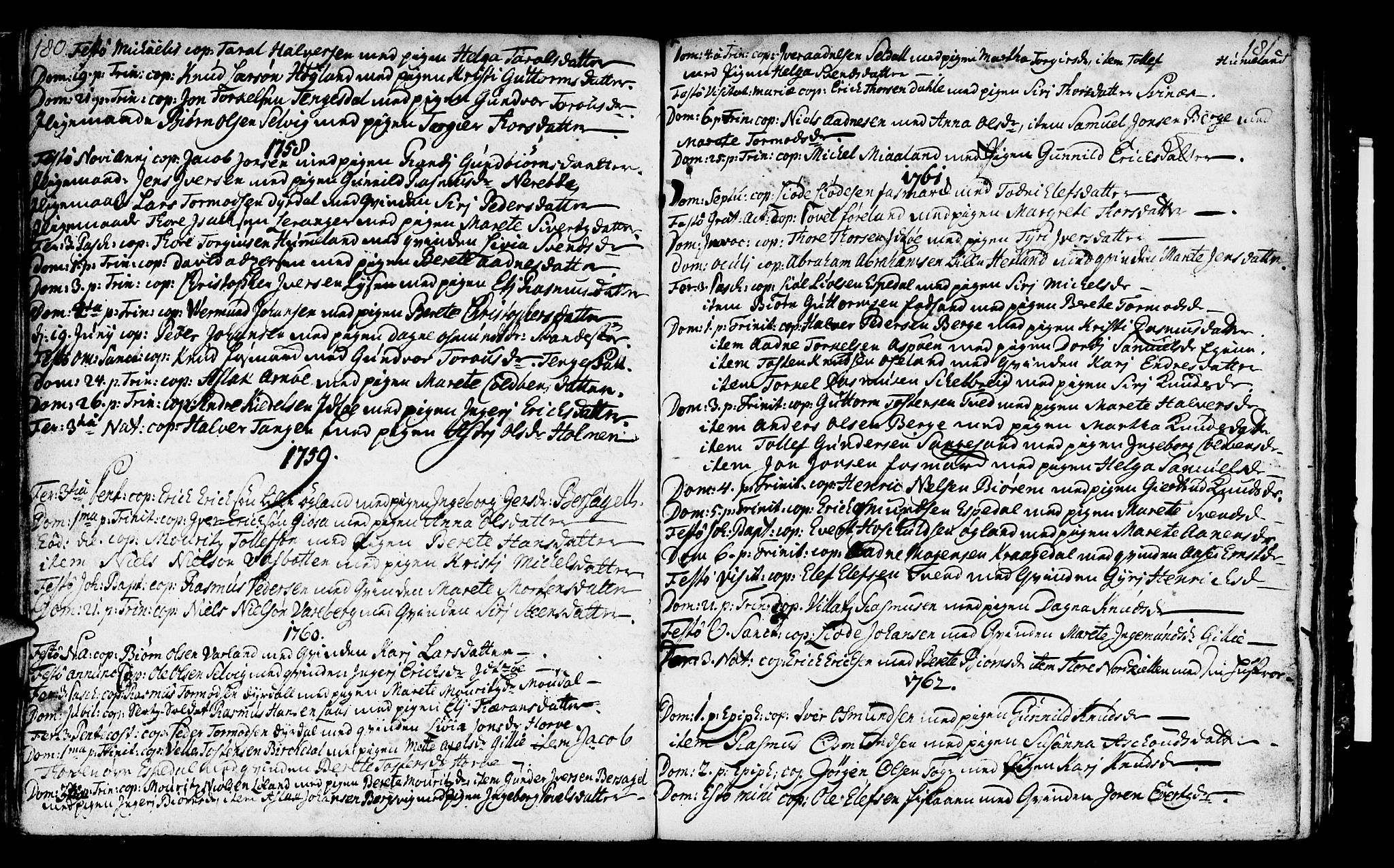 Strand sokneprestkontor, SAST/A-101828/H/Ha/Haa/L0002: Parish register (official) no. A 2, 1744-1768, p. 180-181