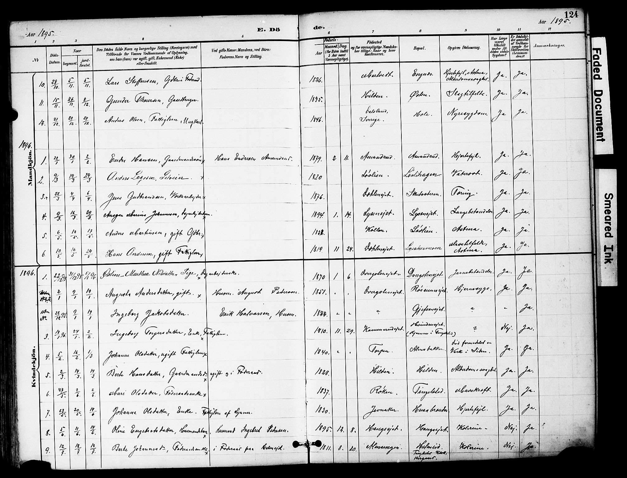 Brandbu prestekontor, AV/SAH-PREST-114/H/Ha/Hab/L0006: Parish register (copy) no. 6, 1893-1902, p. 124