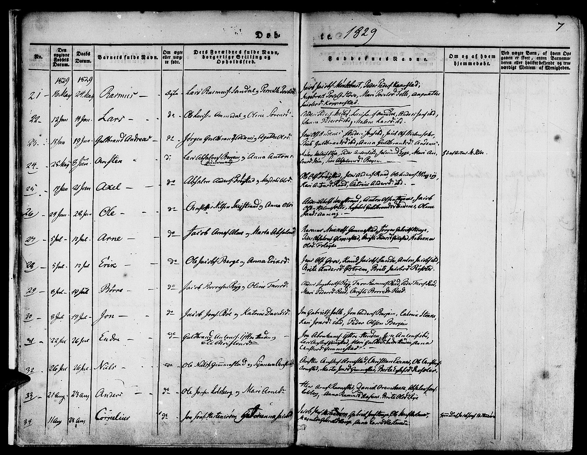 Gloppen sokneprestembete, SAB/A-80101/H/Haa/Haaa/L0007: Parish register (official) no. A 7, 1827-1837, p. 7