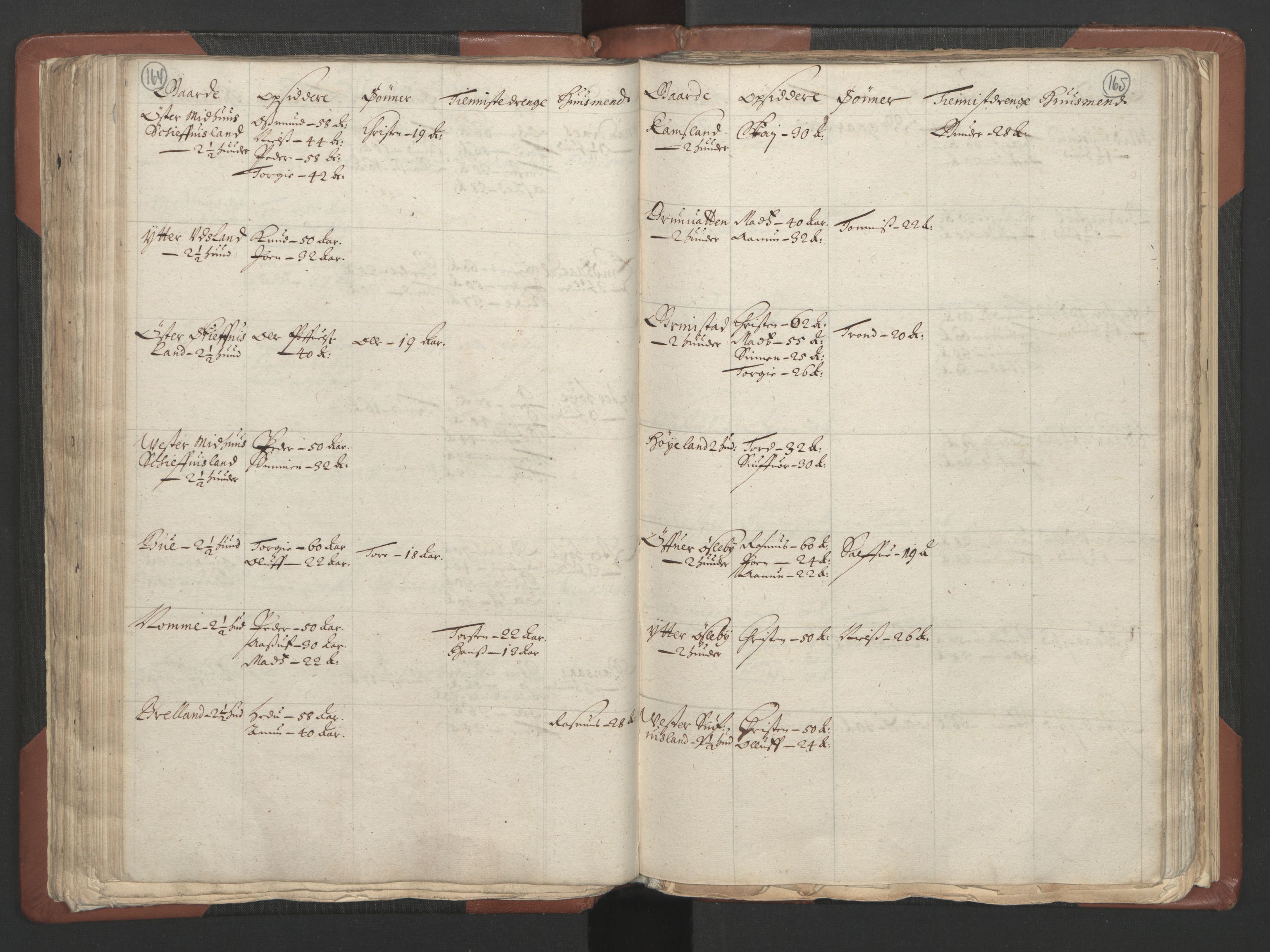RA, Bailiff's Census 1664-1666, no. 9: Mandal len, 1664-1666, p. 164-165