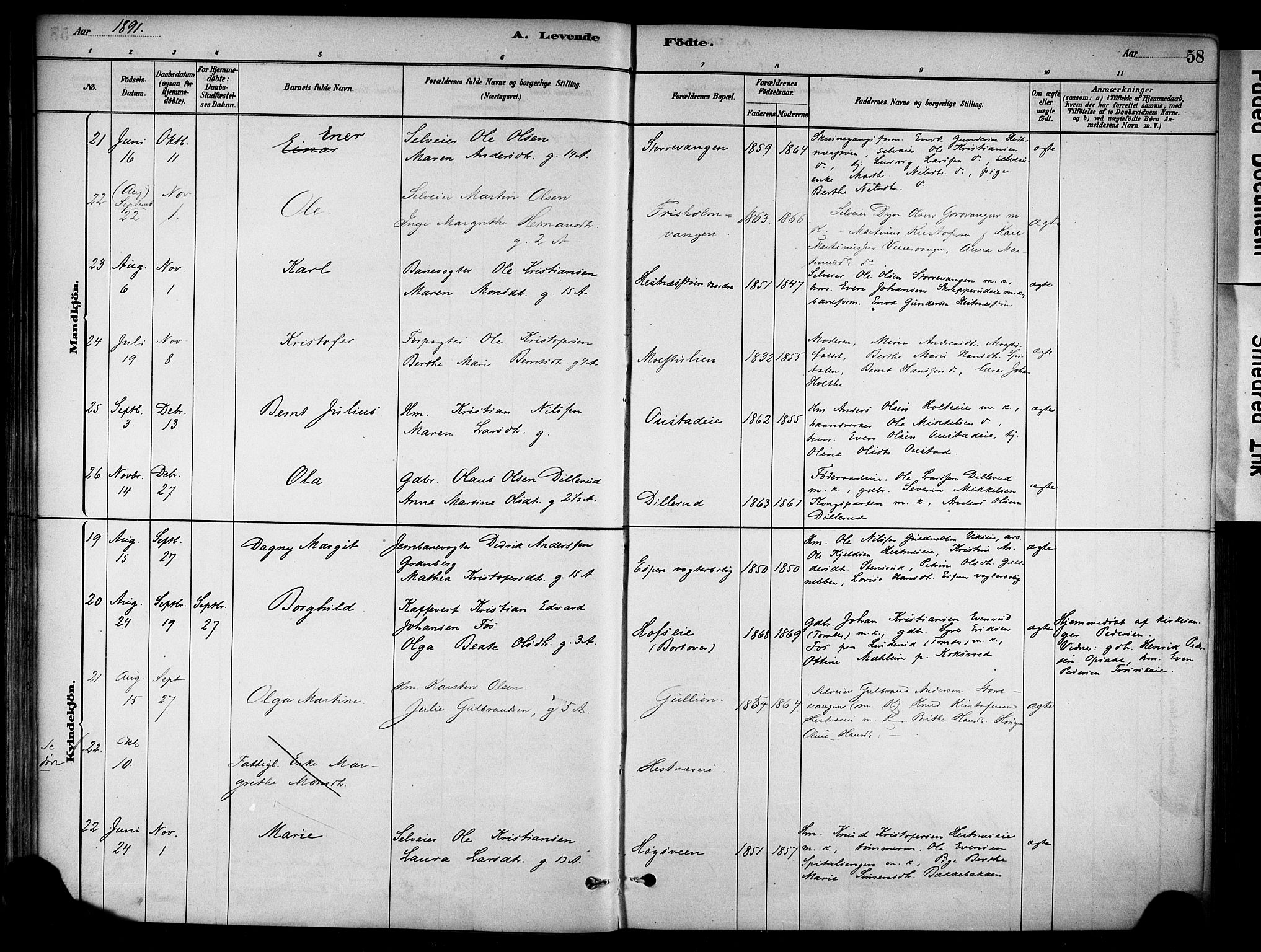 Stange prestekontor, AV/SAH-PREST-002/K/L0018: Parish register (official) no. 18, 1880-1896, p. 58