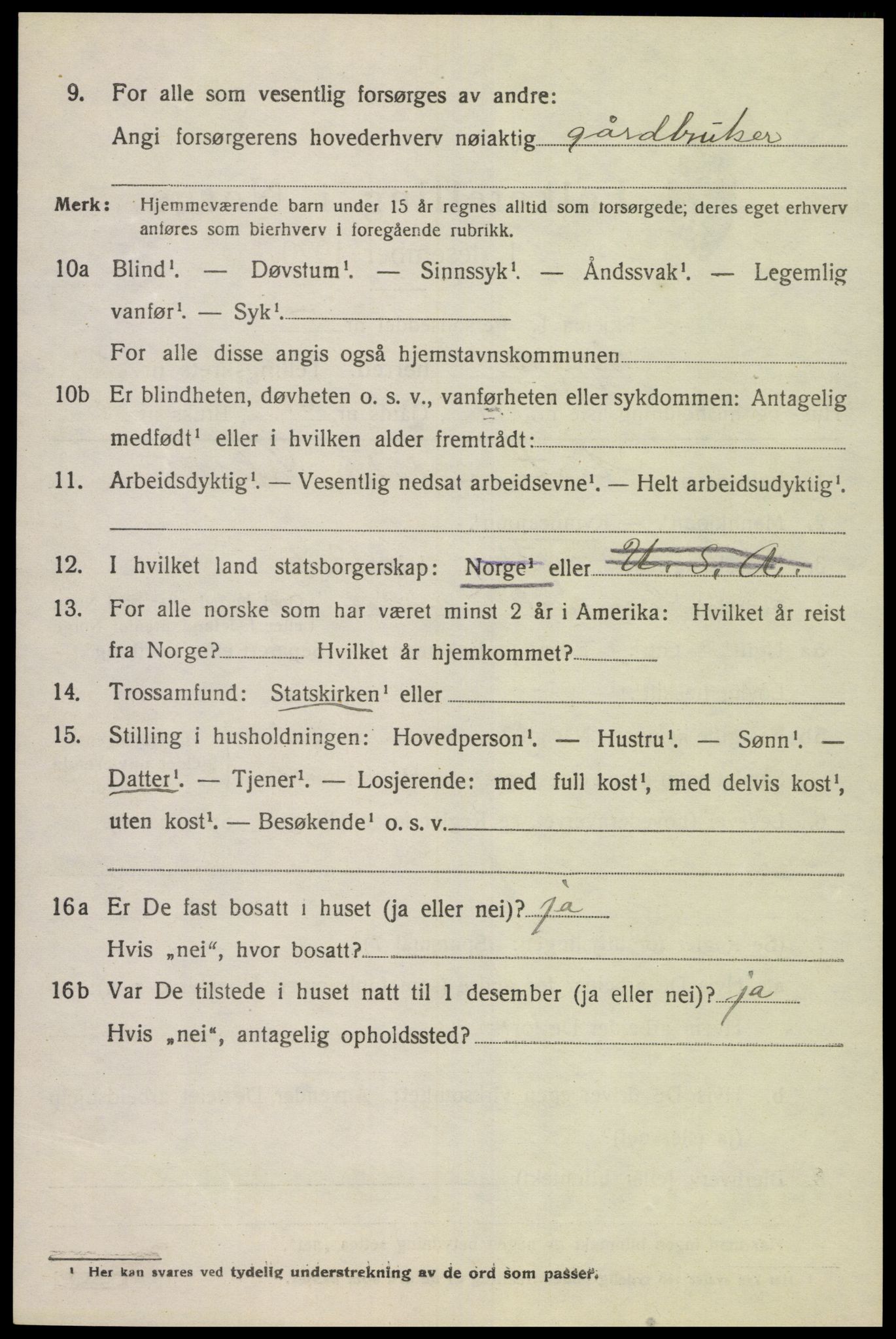 SAK, 1920 census for Lyngdal, 1920, p. 1704