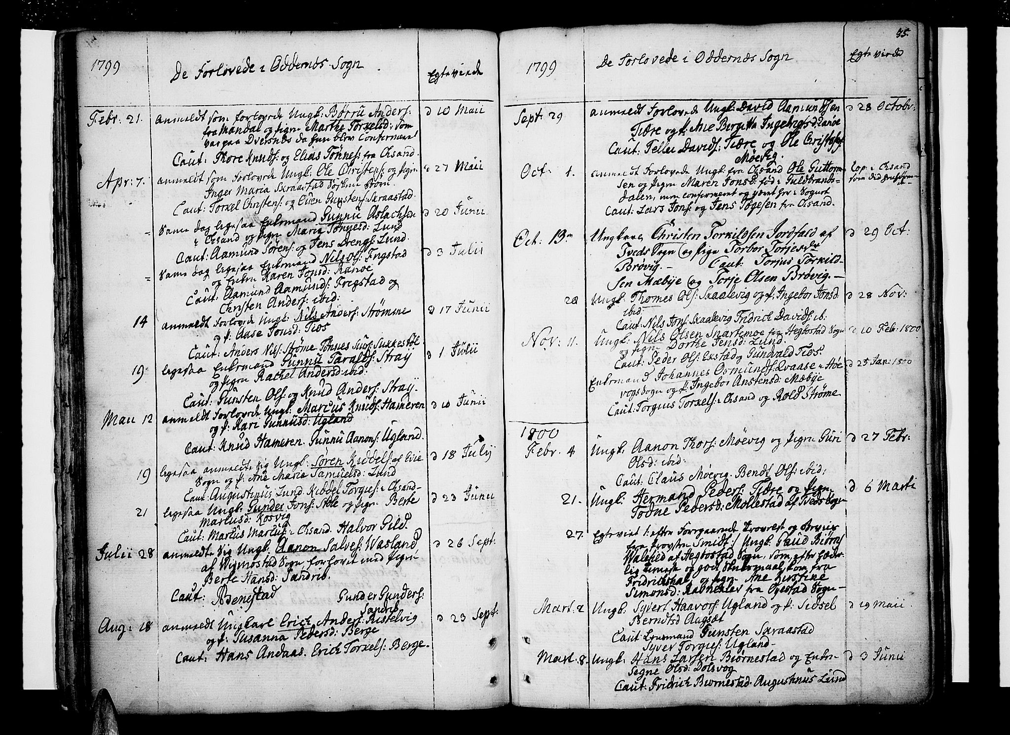 Oddernes sokneprestkontor, SAK/1111-0033/F/Fa/Faa/L0004: Parish register (official) no. A 4, 1764-1820, p. 35