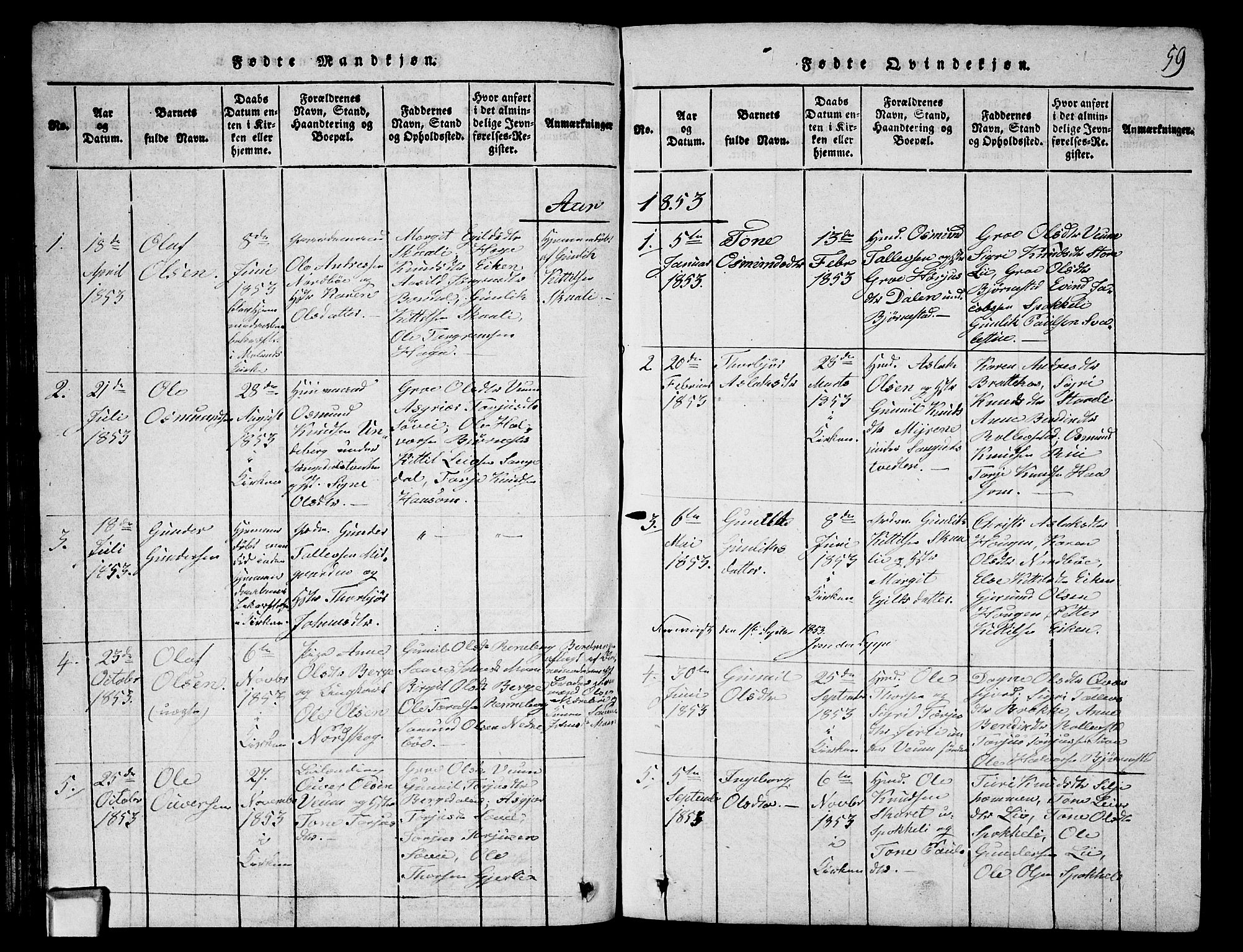 Fyresdal kirkebøker, SAKO/A-263/G/Ga/L0003: Parish register (copy) no. I 3, 1815-1863, p. 59