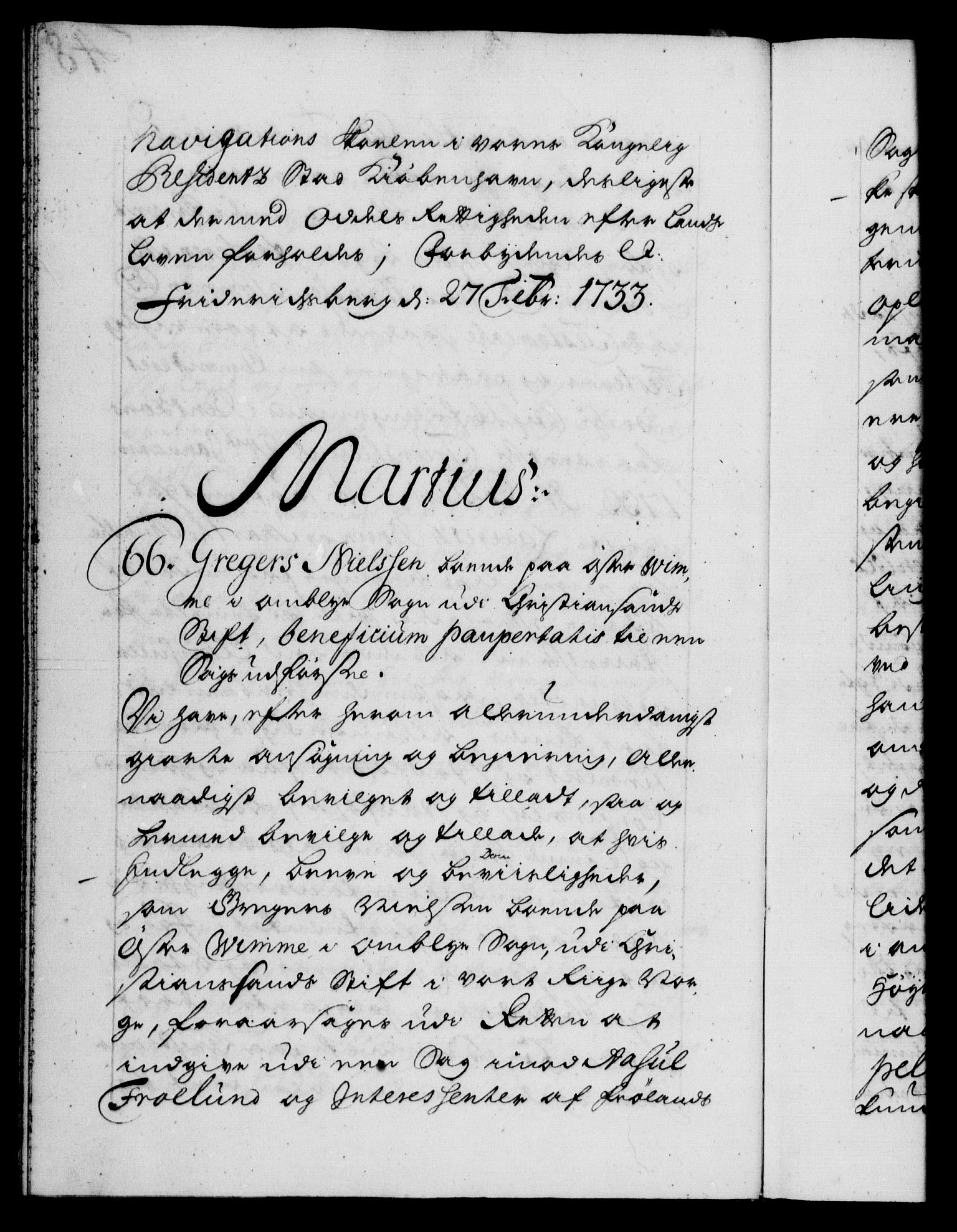 Danske Kanselli 1572-1799, AV/RA-EA-3023/F/Fc/Fca/Fcaa/L0028: Norske registre, 1733-1734, p. 48b