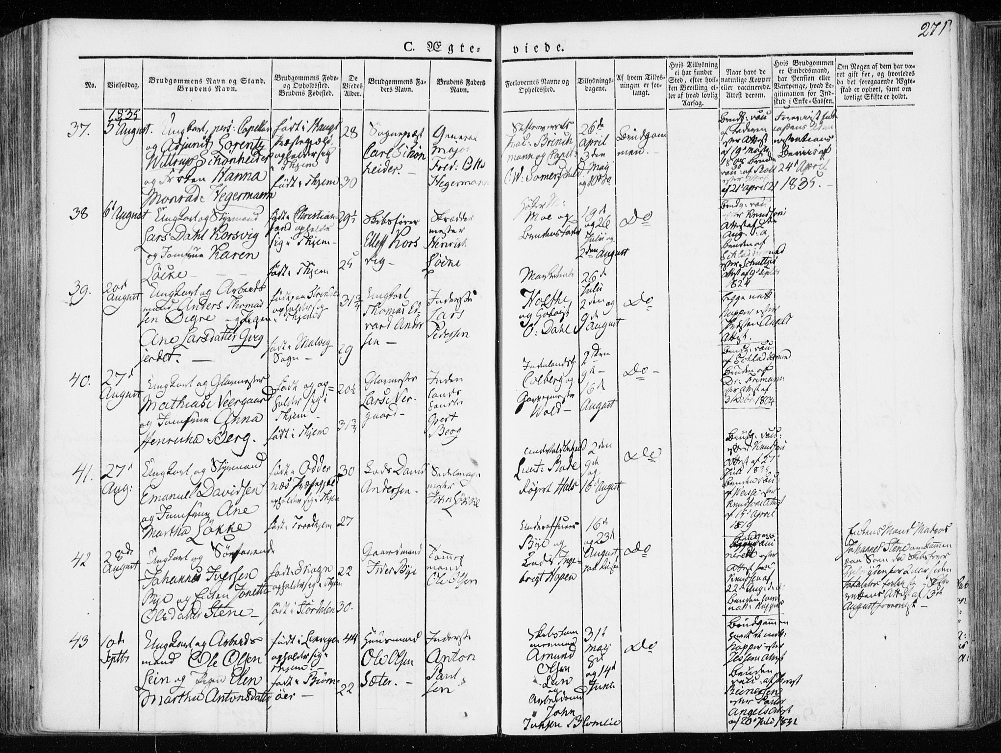 Ministerialprotokoller, klokkerbøker og fødselsregistre - Sør-Trøndelag, AV/SAT-A-1456/601/L0047: Parish register (official) no. 601A15, 1831-1839, p. 271