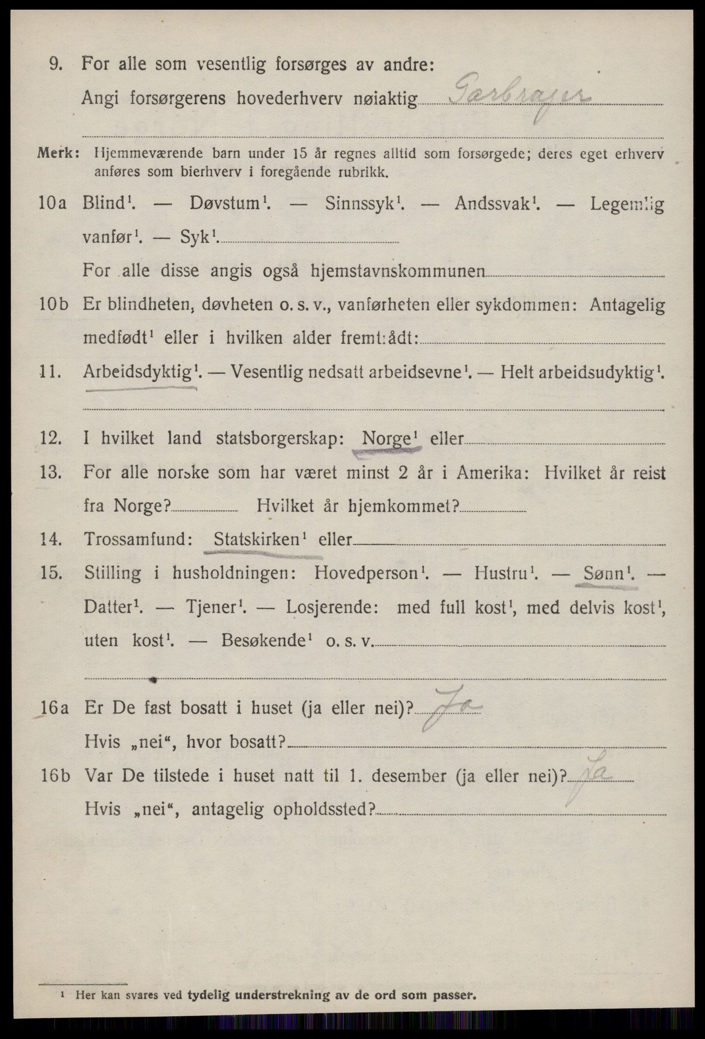 SAT, 1920 census for Vatne, 1920, p. 585