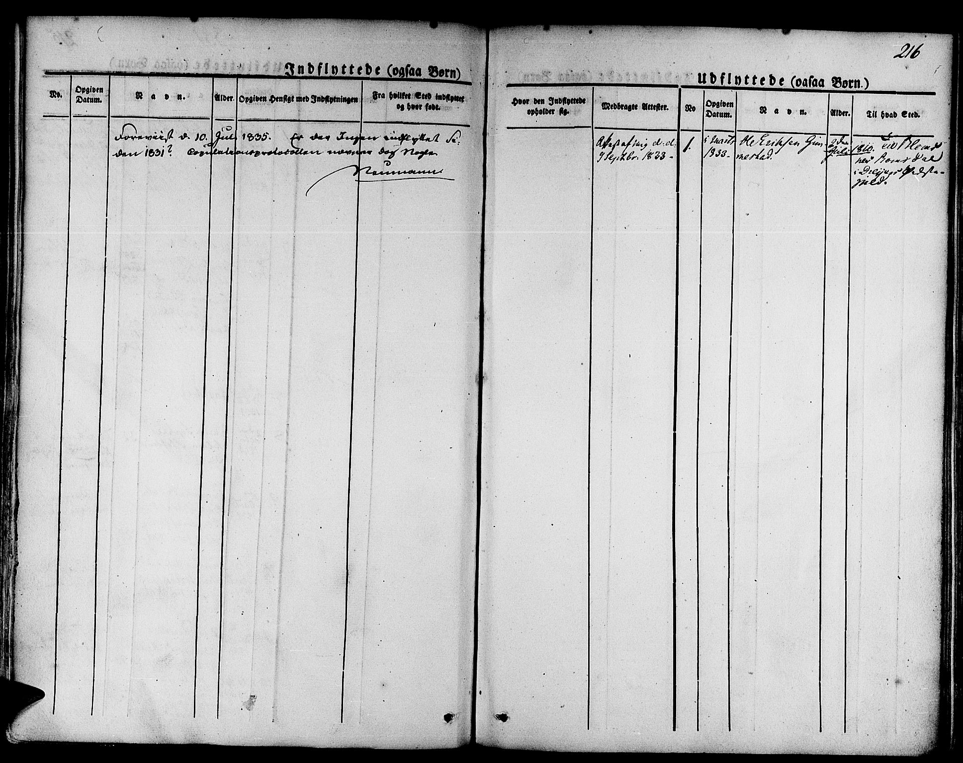 Gloppen sokneprestembete, SAB/A-80101/H/Haa/Haaa/L0007: Parish register (official) no. A 7, 1827-1837, p. 216