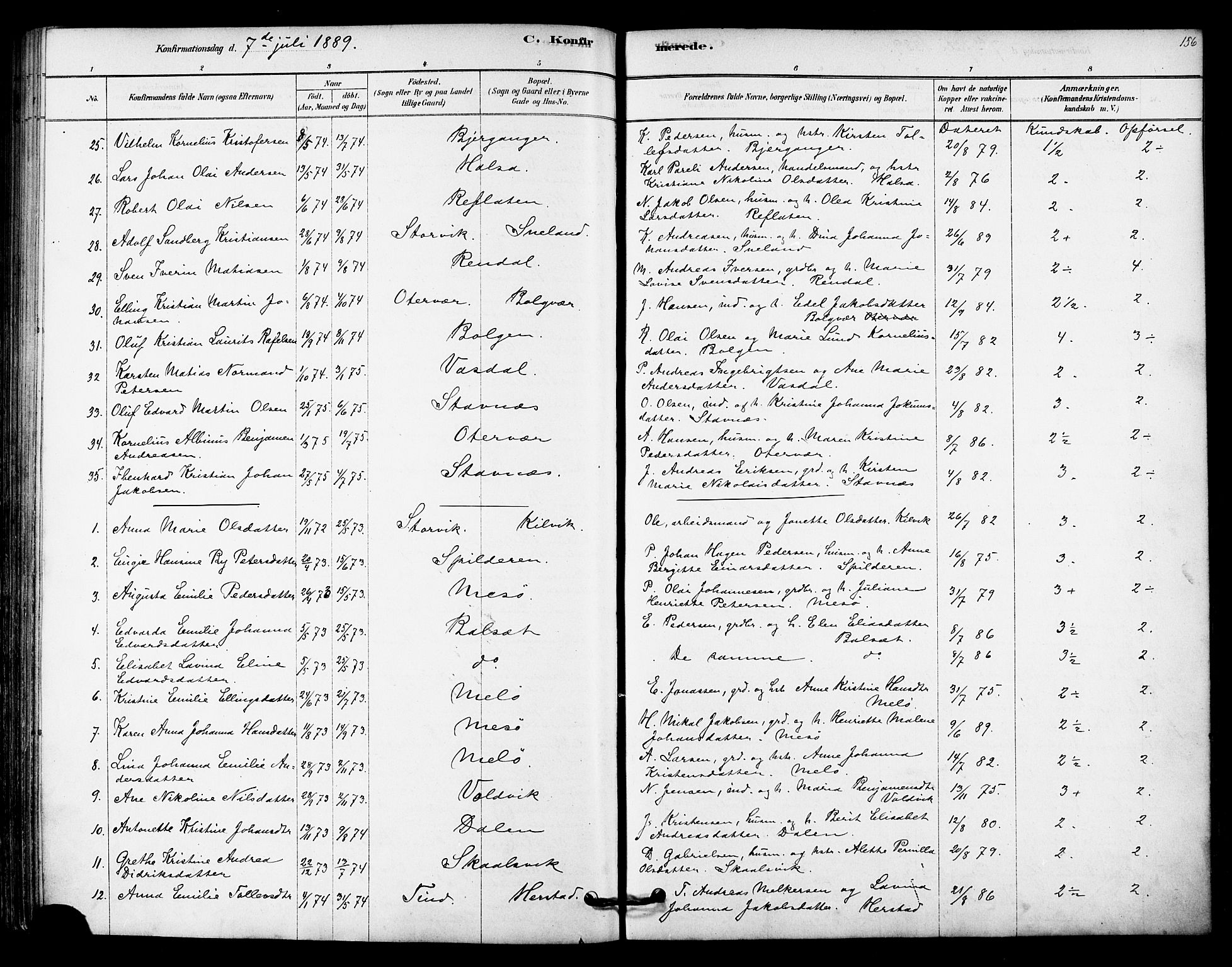 Ministerialprotokoller, klokkerbøker og fødselsregistre - Nordland, AV/SAT-A-1459/843/L0626: Parish register (official) no. 843A01, 1878-1907, p. 156