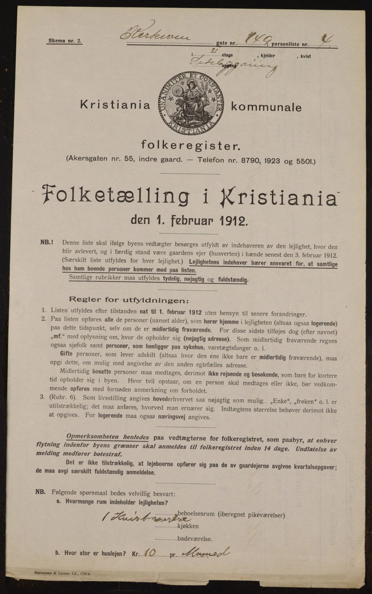 OBA, Municipal Census 1912 for Kristiania, 1912, p. 51719
