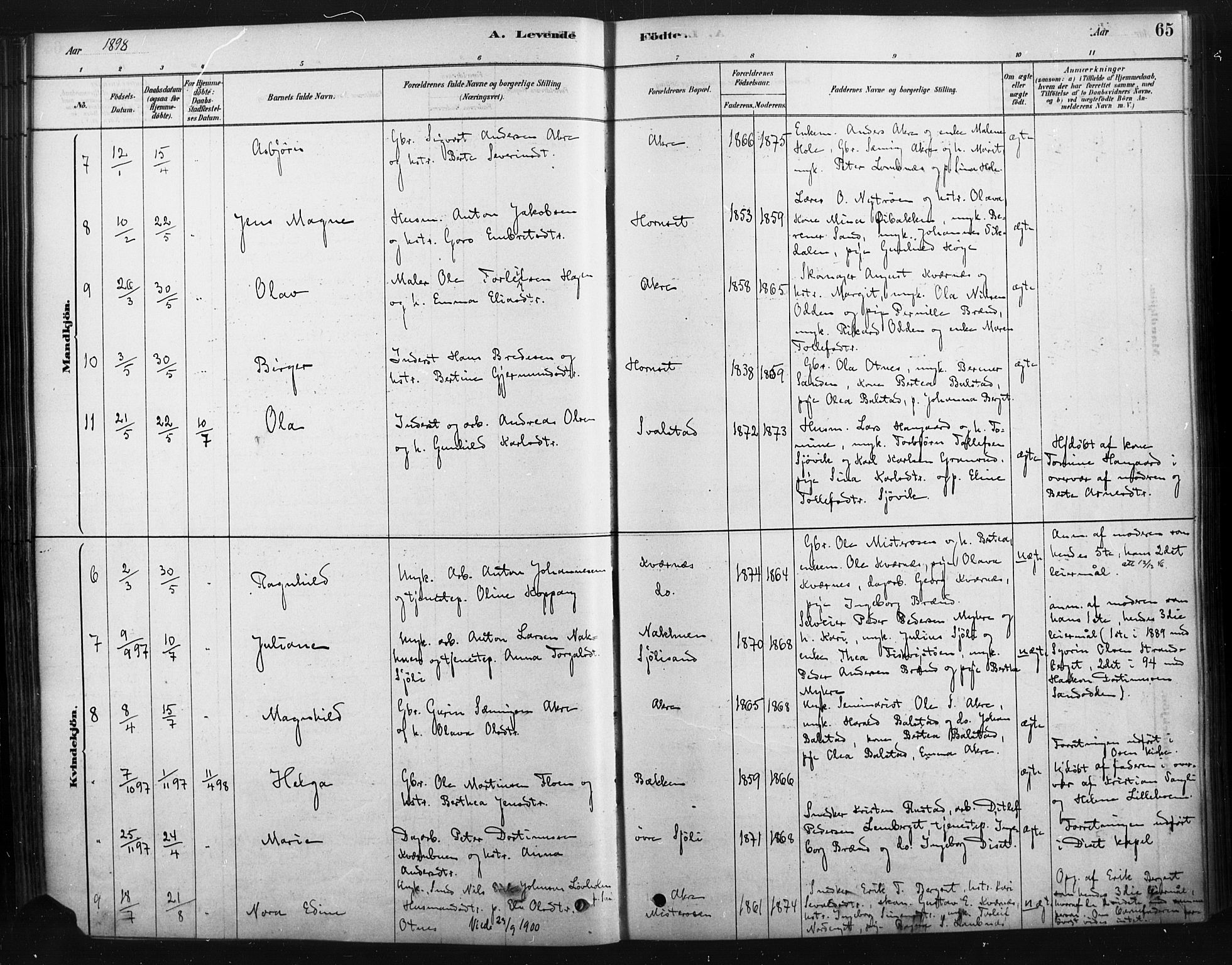 Rendalen prestekontor, AV/SAH-PREST-054/H/Ha/Haa/L0010: Parish register (official) no. 10, 1878-1901, p. 65