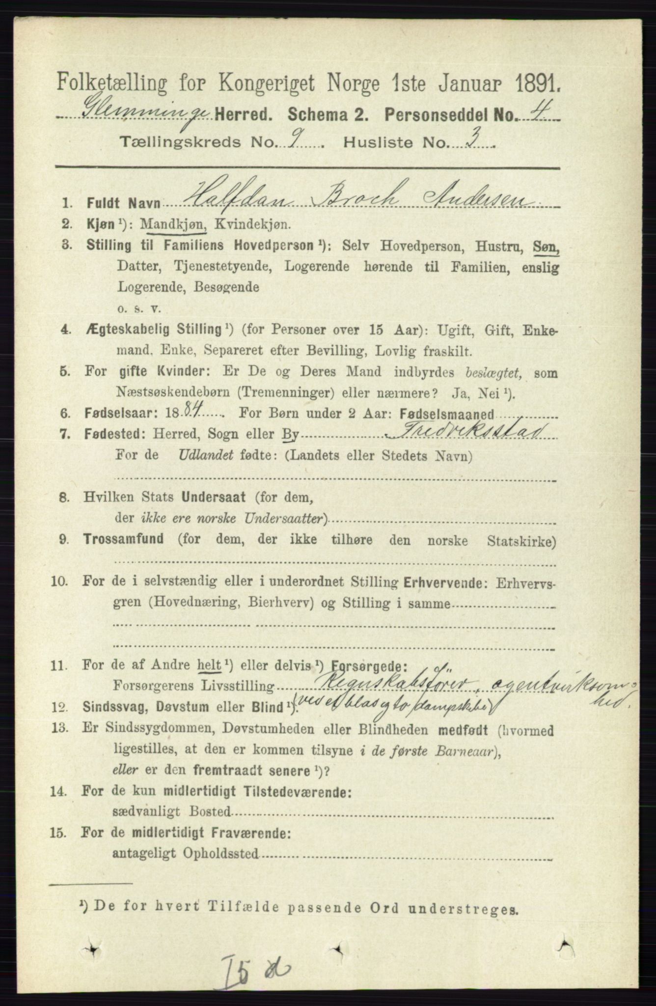 RA, 1891 census for 0132 Glemmen, 1891, p. 9600