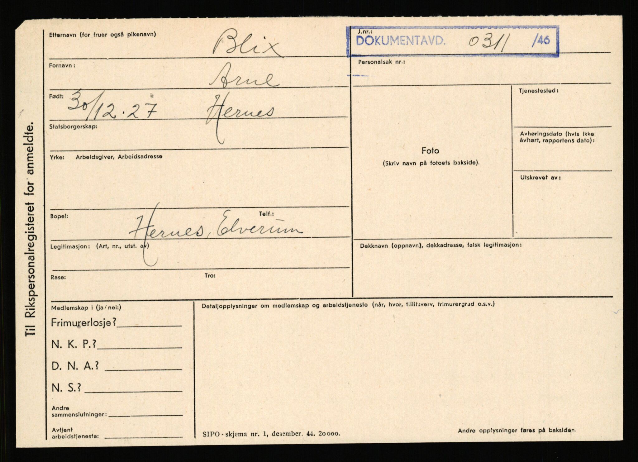 Statspolitiet - Hovedkontoret / Osloavdelingen, AV/RA-S-1329/C/Ca/L0002: Arneberg - Brand, 1943-1945, p. 4281