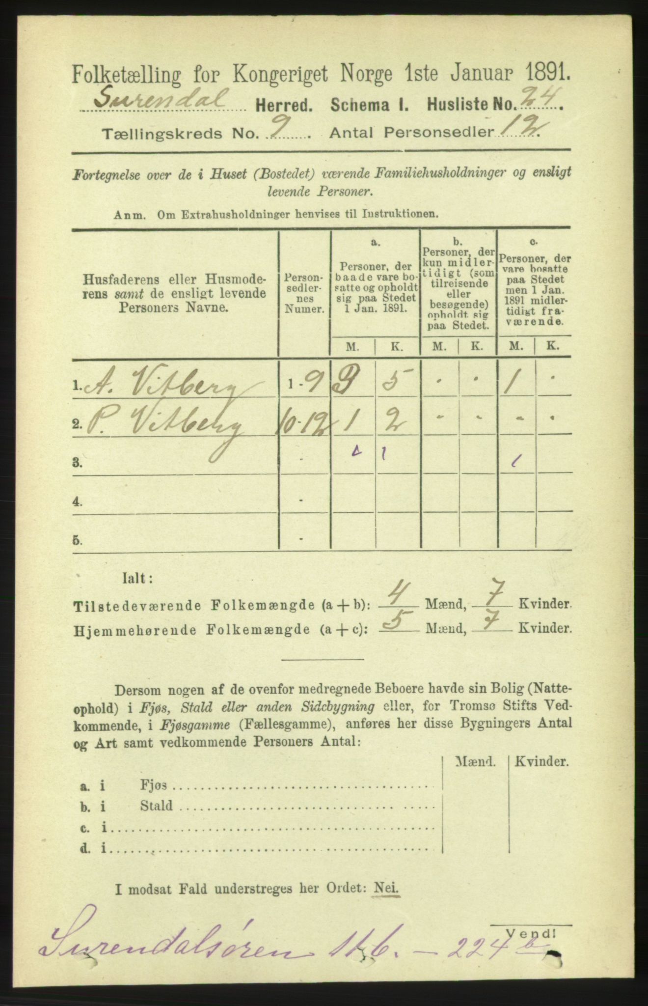 RA, 1891 census for 1566 Surnadal, 1891, p. 2339