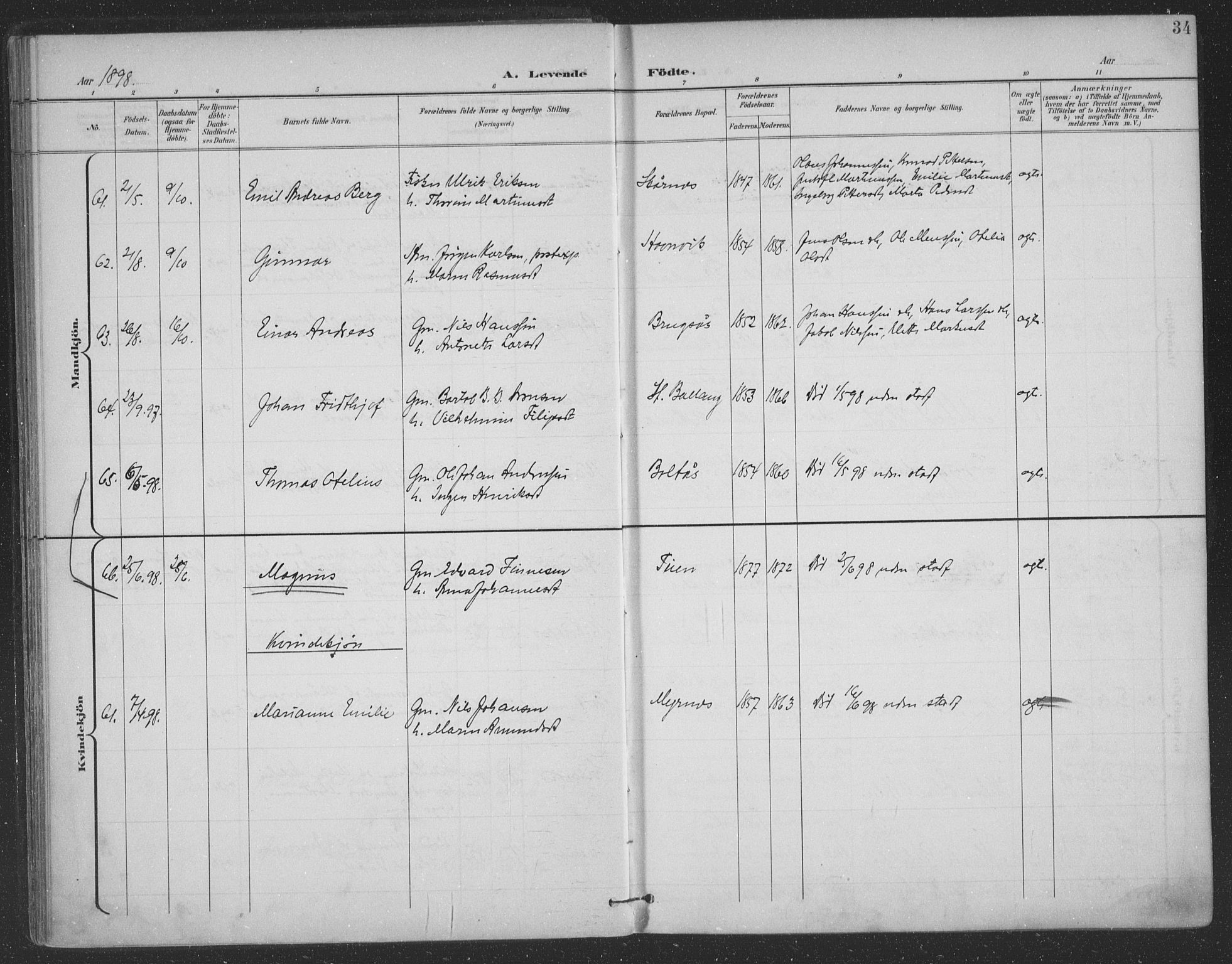 Ministerialprotokoller, klokkerbøker og fødselsregistre - Nordland, AV/SAT-A-1459/863/L0899: Parish register (official) no. 863A11, 1897-1906, p. 34