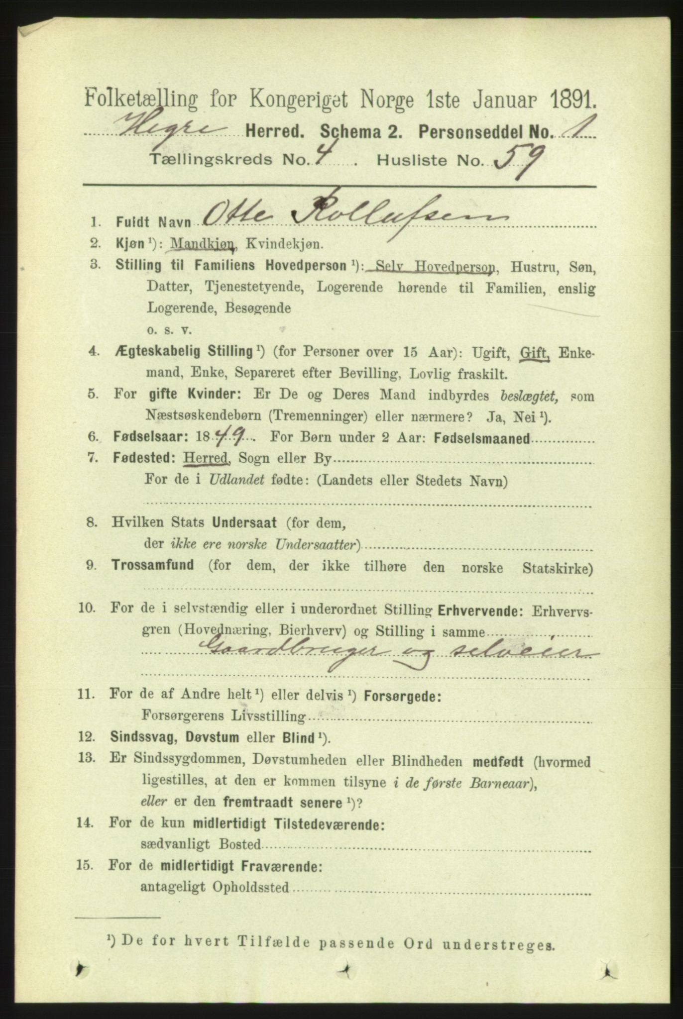 RA, 1891 census for 1712 Hegra, 1891, p. 1827