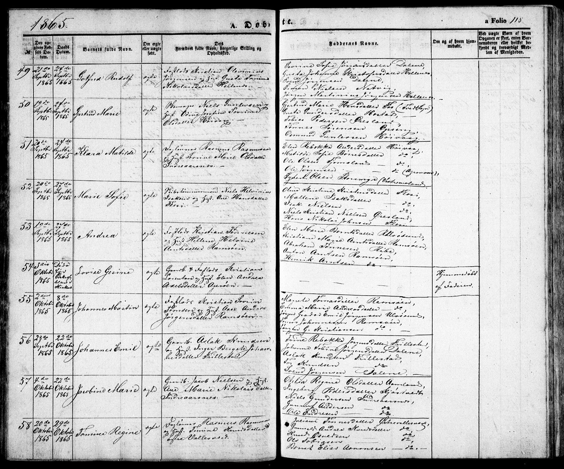 Høvåg sokneprestkontor, SAK/1111-0025/F/Fb/L0002: Parish register (copy) no. B 2, 1847-1869, p. 115