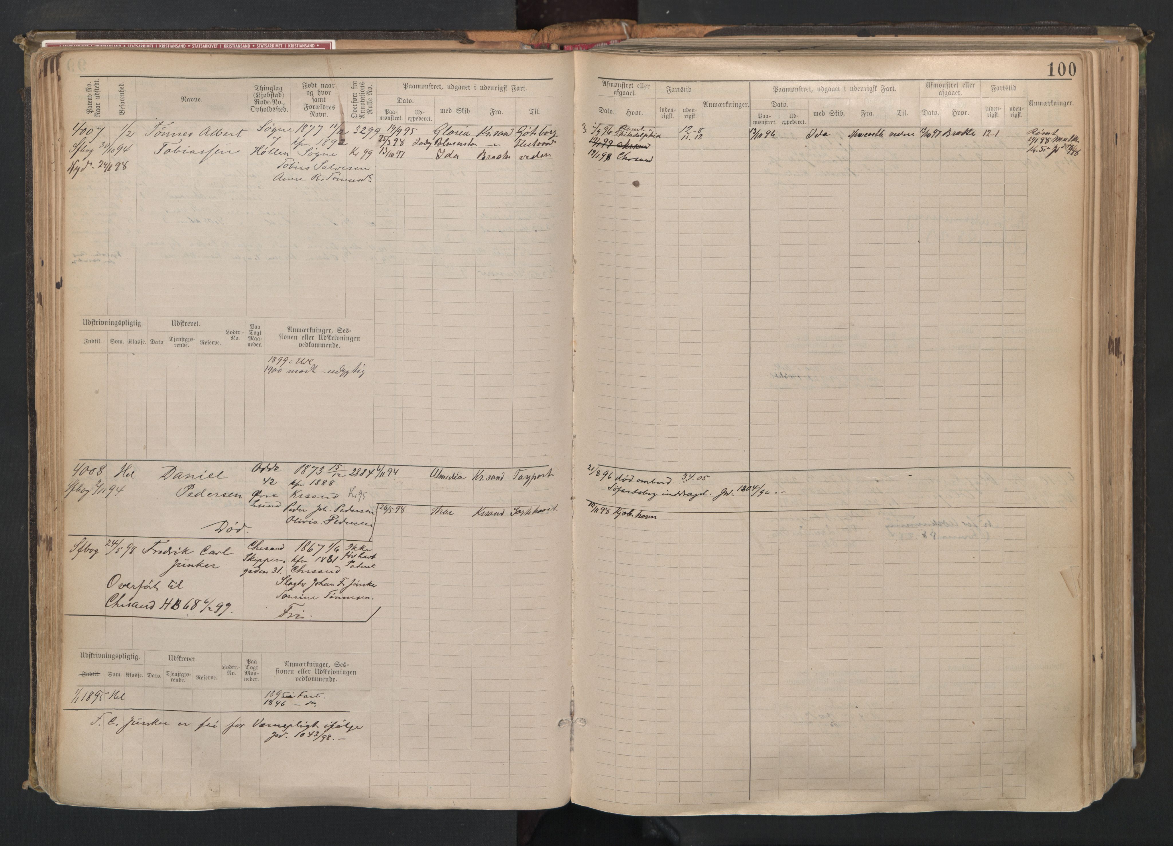 Kristiansand mønstringskrets, AV/SAK-2031-0015/F/Fb/L0008: Hovedrulle nr 3811-4580, I-15, 1893-1940, p. 101