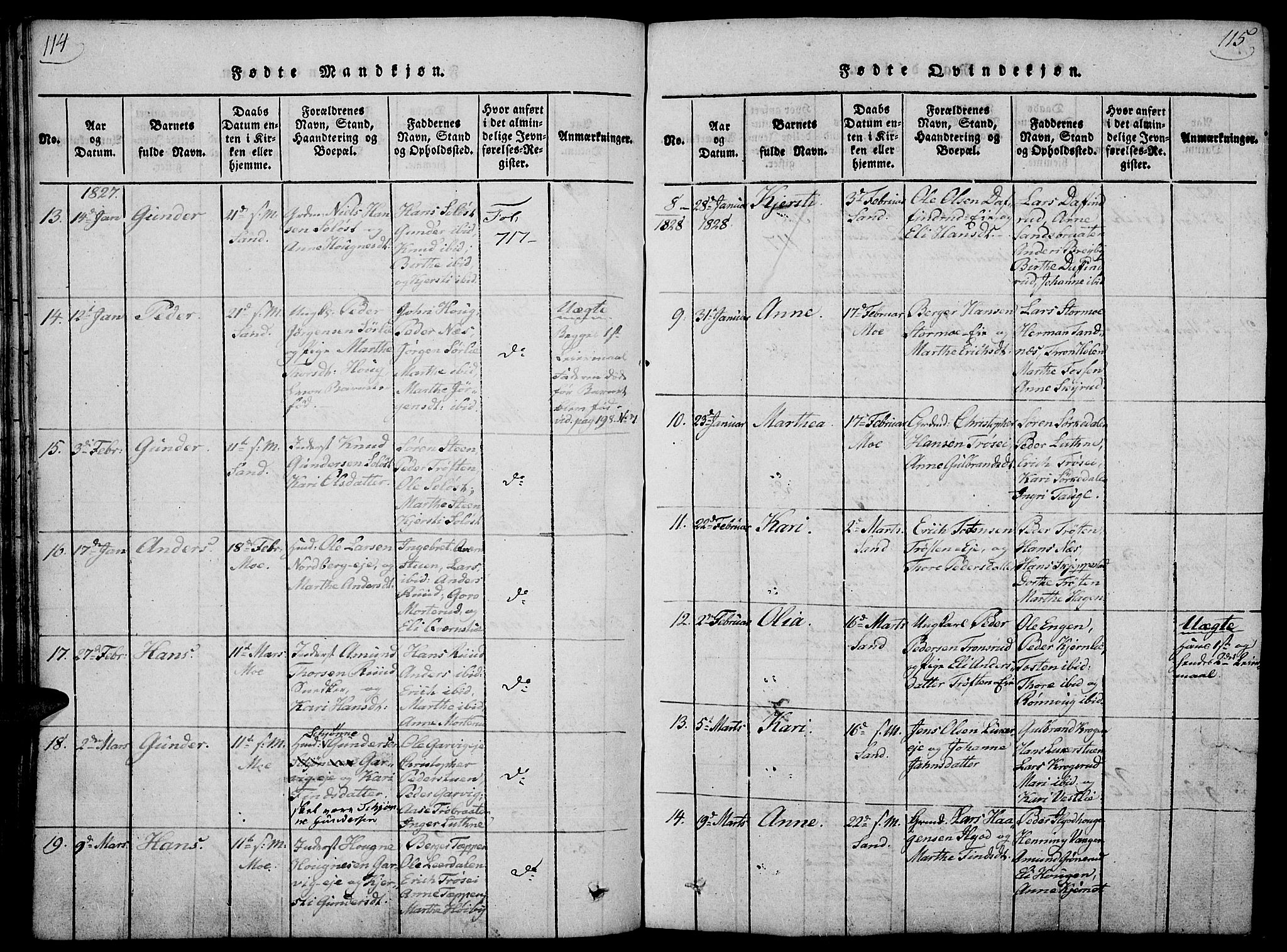 Nord-Odal prestekontor, AV/SAH-PREST-032/H/Ha/Haa/L0001: Parish register (official) no. 1, 1819-1838, p. 114-115