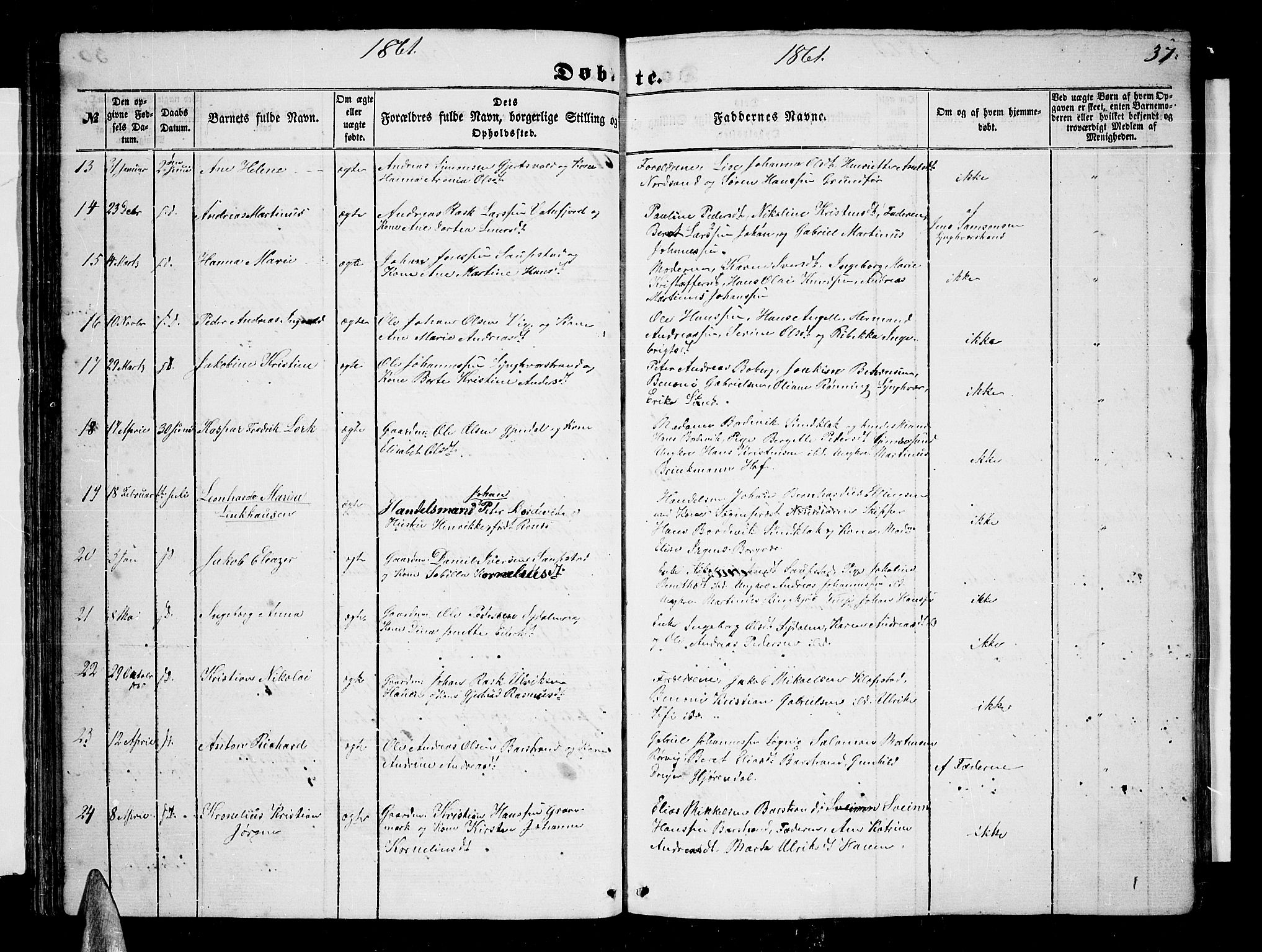 Ministerialprotokoller, klokkerbøker og fødselsregistre - Nordland, SAT/A-1459/876/L1102: Parish register (copy) no. 876C01, 1852-1886, p. 37