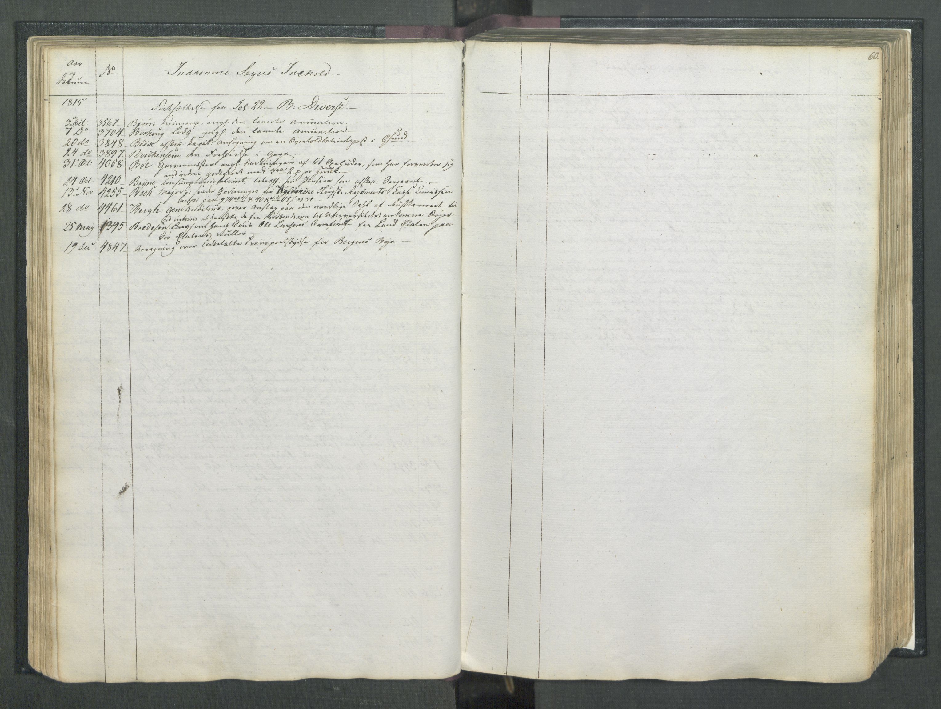 Armédepartementet, RA/RAFA-3493/C/Ca/L0007: 6. Departements Register, 1815, p. 60