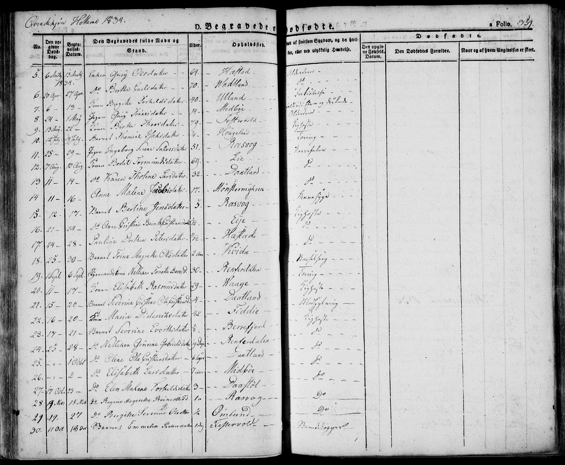 Flekkefjord sokneprestkontor, SAK/1111-0012/F/Fa/Fac/L0003: Parish register (official) no. A 3, 1826-1841, p. 359