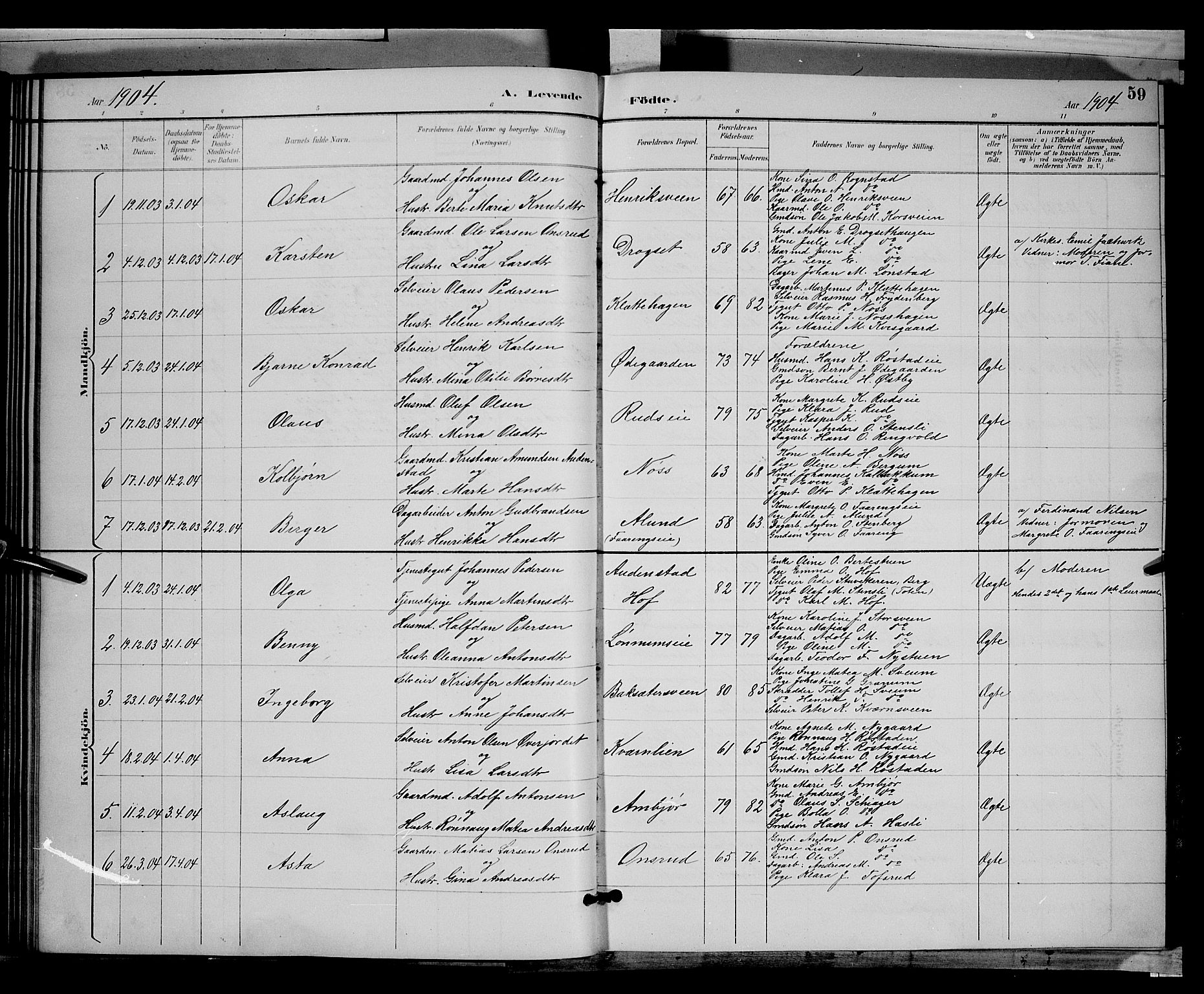 Biri prestekontor, SAH/PREST-096/H/Ha/Hab/L0003: Parish register (copy) no. 3, 1892-1905, p. 59
