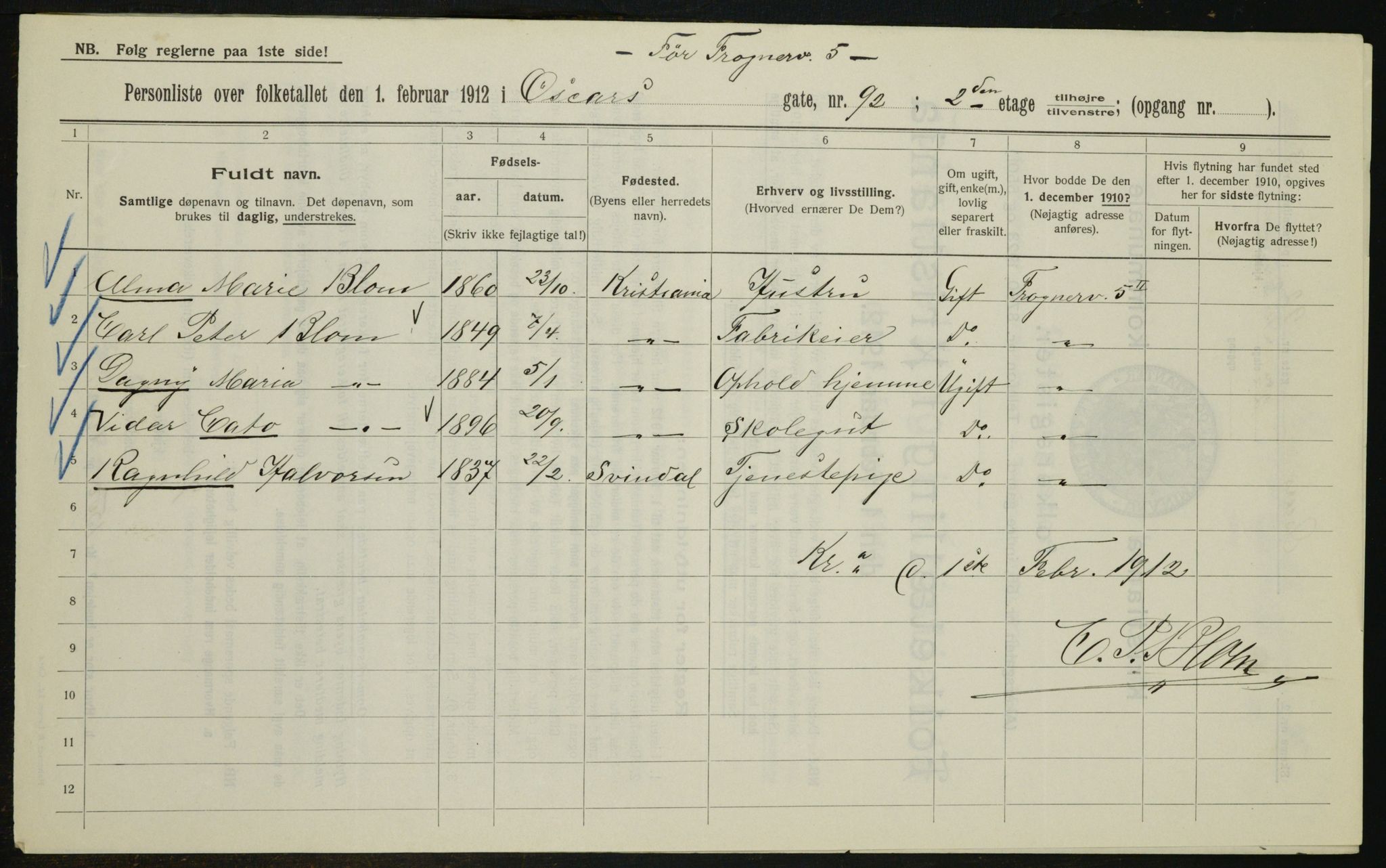 OBA, Municipal Census 1912 for Kristiania, 1912, p. 77528