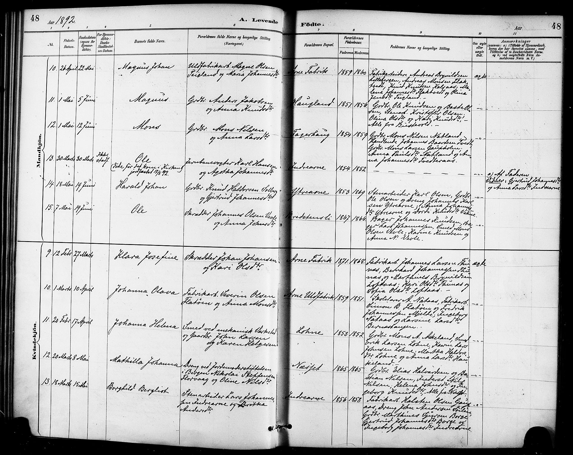 Haus sokneprestembete, AV/SAB-A-75601/H/Haa/Haad/L0001: Parish register (official) no. D 1, 1887-1898, p. 48