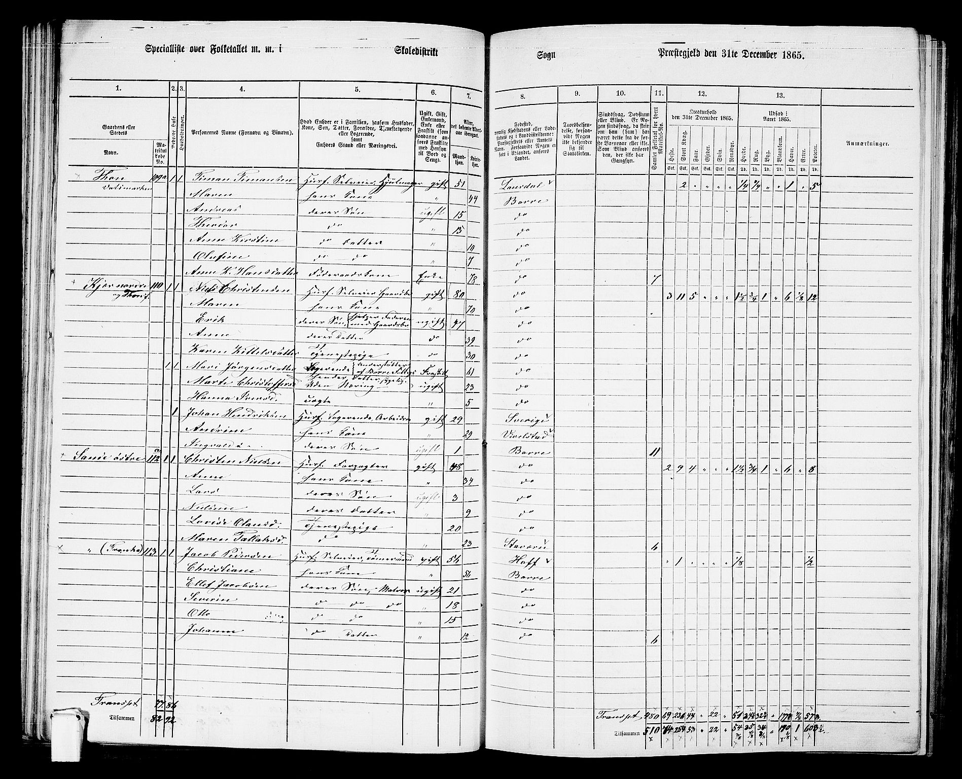 RA, 1865 census for Borre, 1865, p. 81