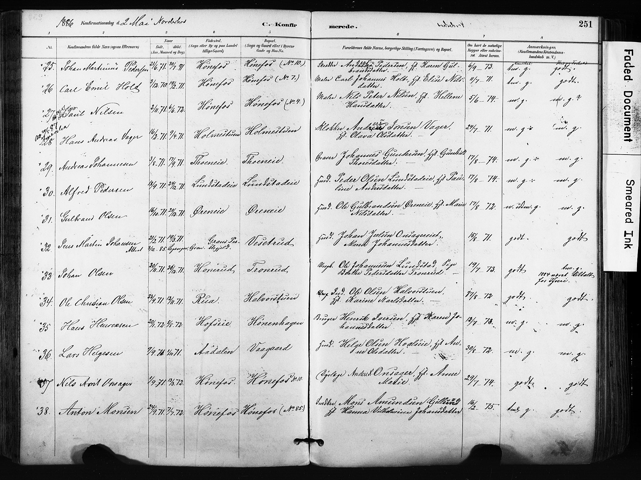 Norderhov kirkebøker, AV/SAKO-A-237/F/Fa/L0016: Parish register (official) no. 16, 1885-1902, p. 251
