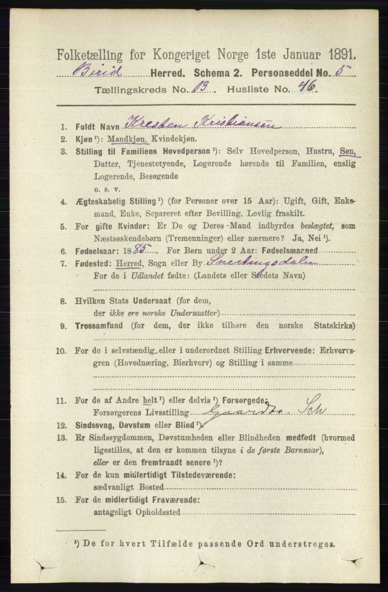 RA, 1891 census for 0525 Biri, 1891, p. 5577