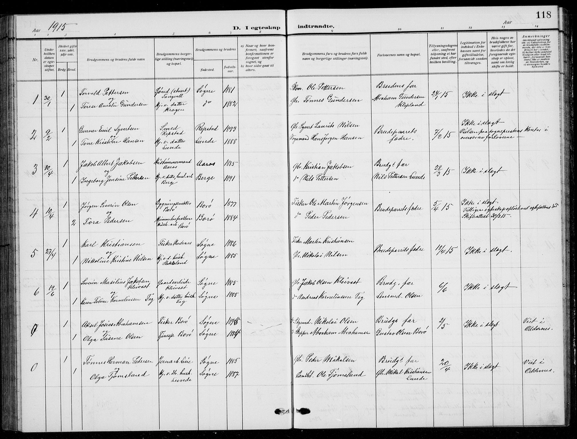 Søgne sokneprestkontor, SAK/1111-0037/F/Fb/Fbb/L0007: Parish register (copy) no. B 7, 1912-1931, p. 118