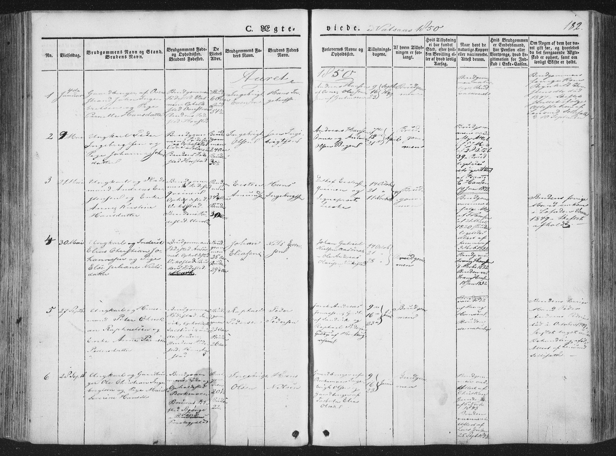 Ministerialprotokoller, klokkerbøker og fødselsregistre - Nordland, AV/SAT-A-1459/810/L0144: Parish register (official) no. 810A07 /1, 1841-1862, p. 182