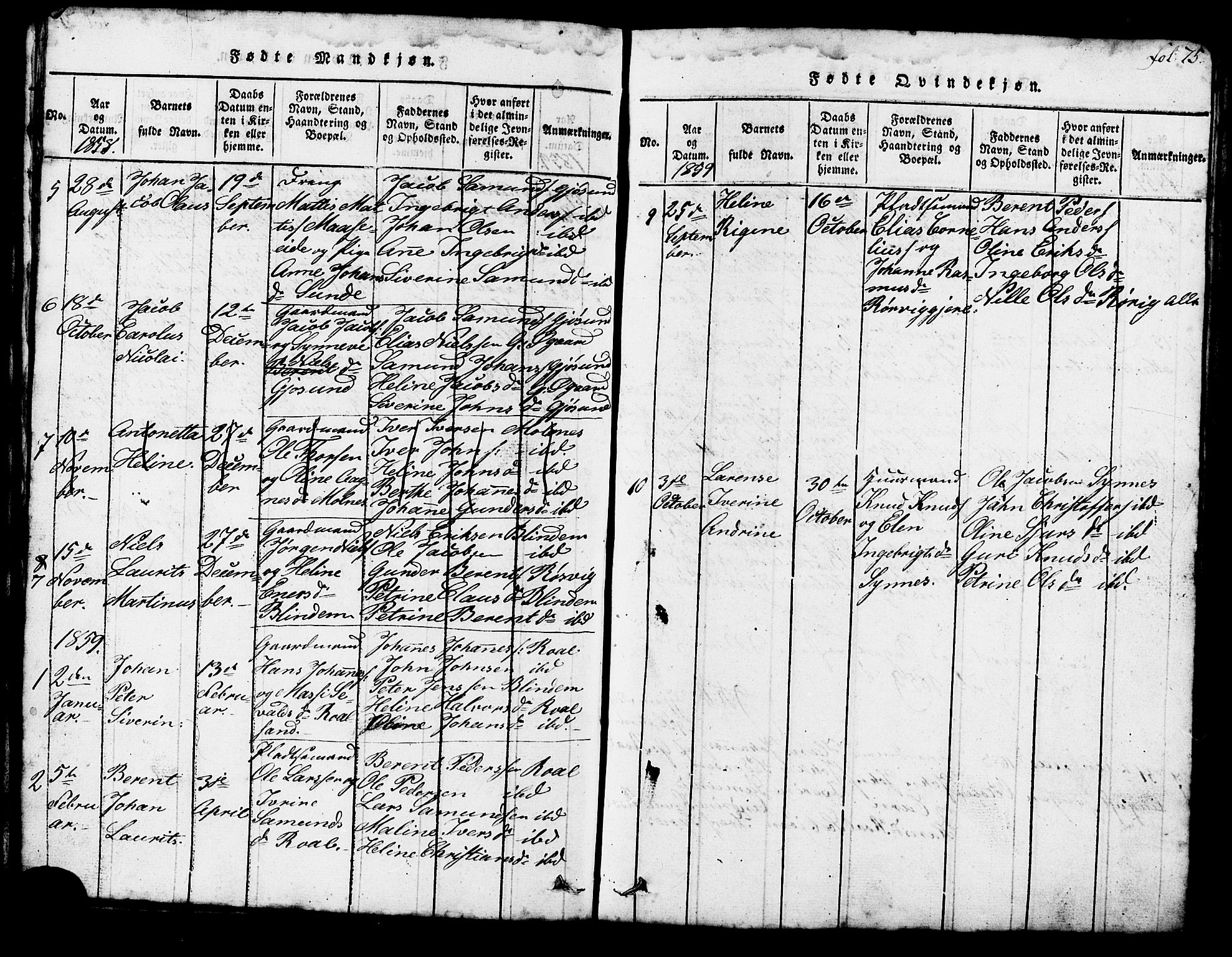 Ministerialprotokoller, klokkerbøker og fødselsregistre - Møre og Romsdal, AV/SAT-A-1454/537/L0520: Parish register (copy) no. 537C01, 1819-1868, p. 75