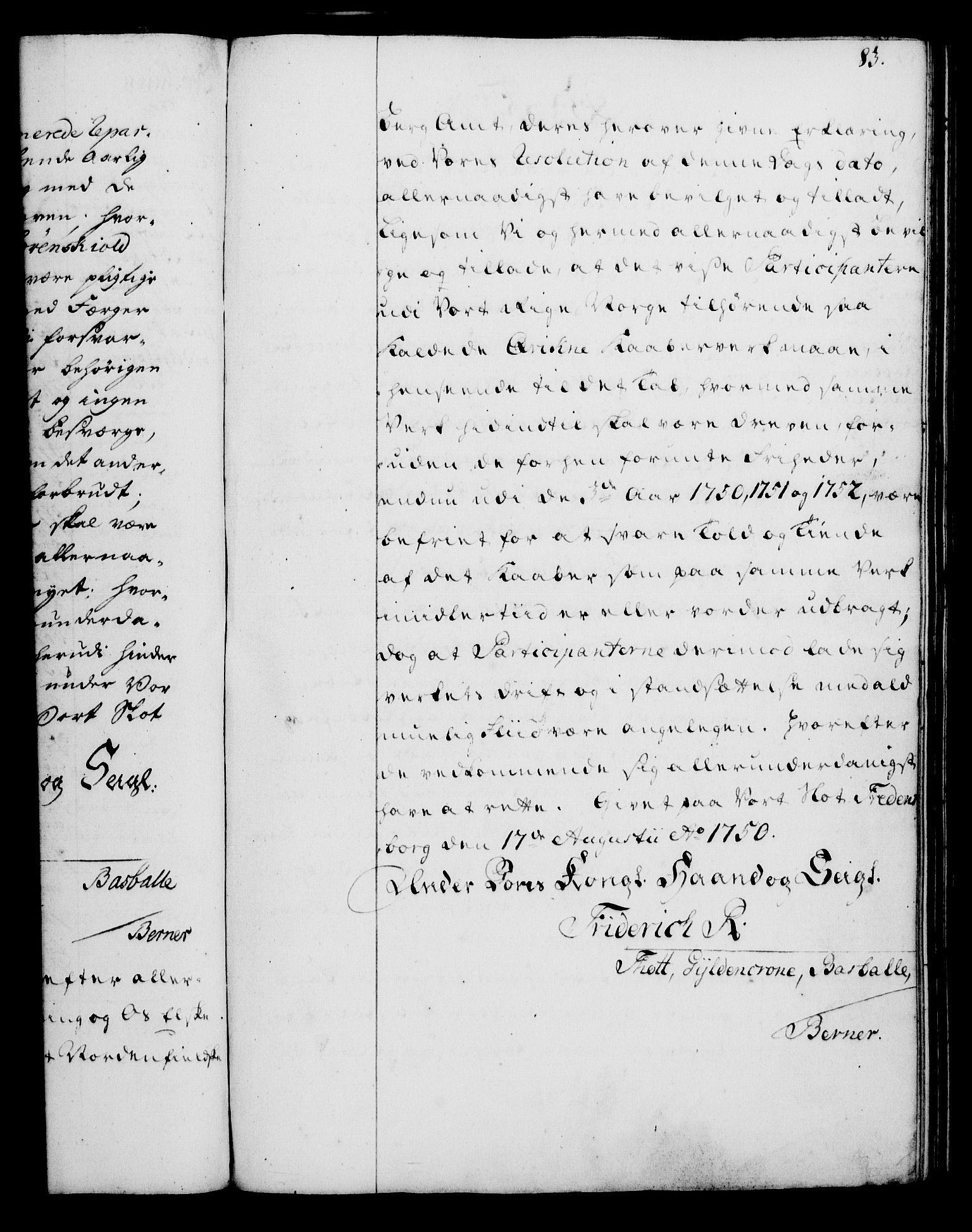 Rentekammeret, Kammerkanselliet, RA/EA-3111/G/Gg/Gga/L0006: Norsk ekspedisjonsprotokoll med register (merket RK 53.6), 1749-1759, p. 83