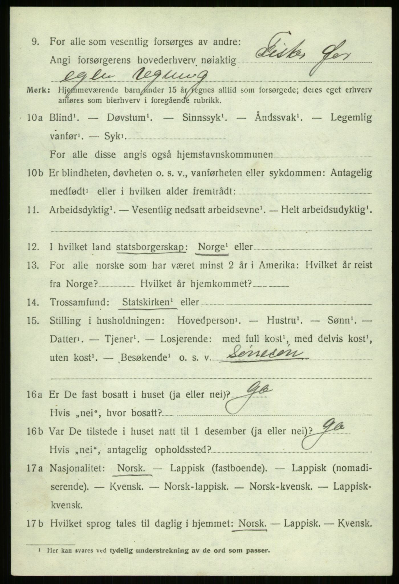 SATØ, 1920 census for Ibestad, 1920, p. 3130