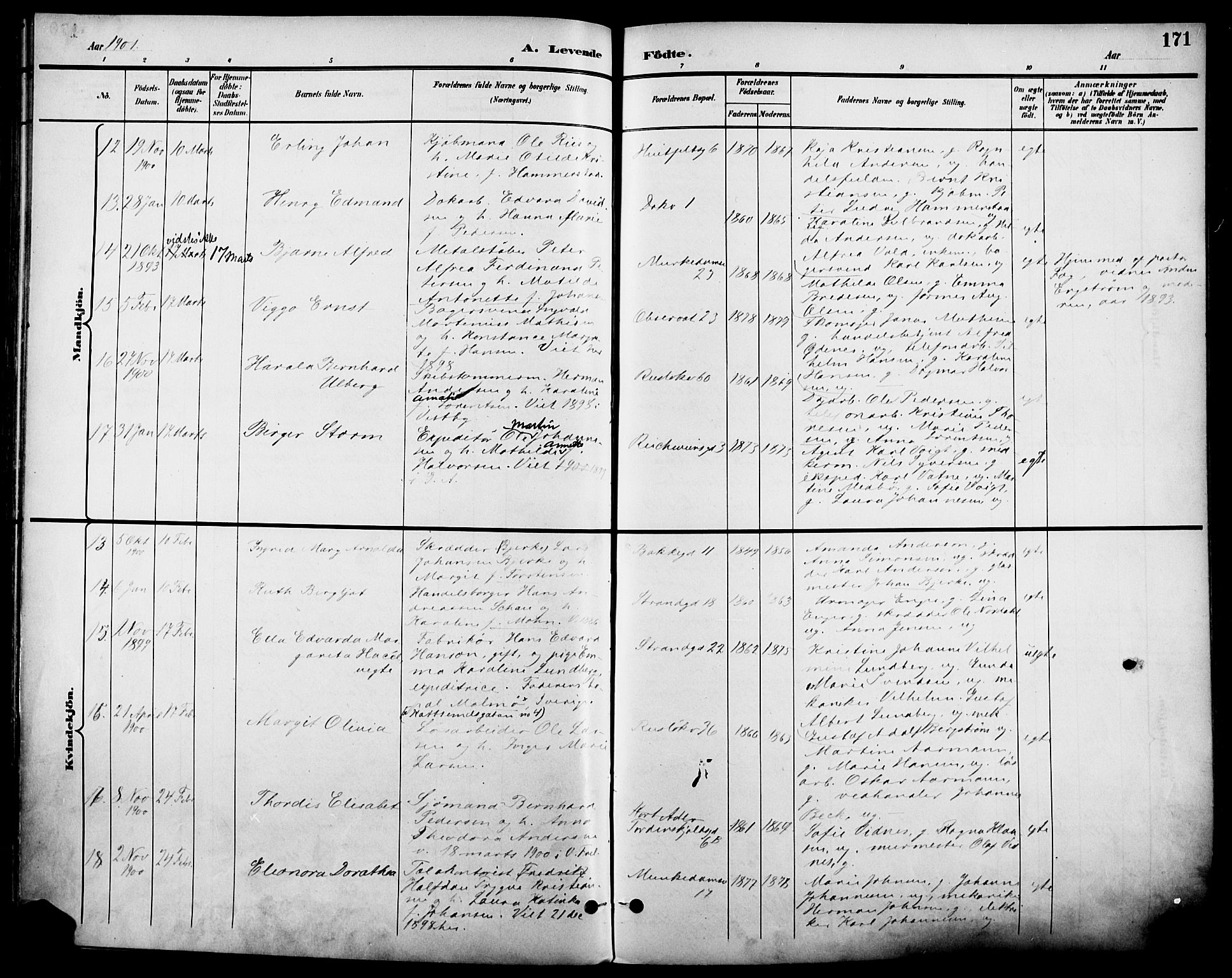 Johannes prestekontor Kirkebøker, SAO/A-10852/F/Fa/L0007: Parish register (official) no. 7, 1896-1905, p. 171