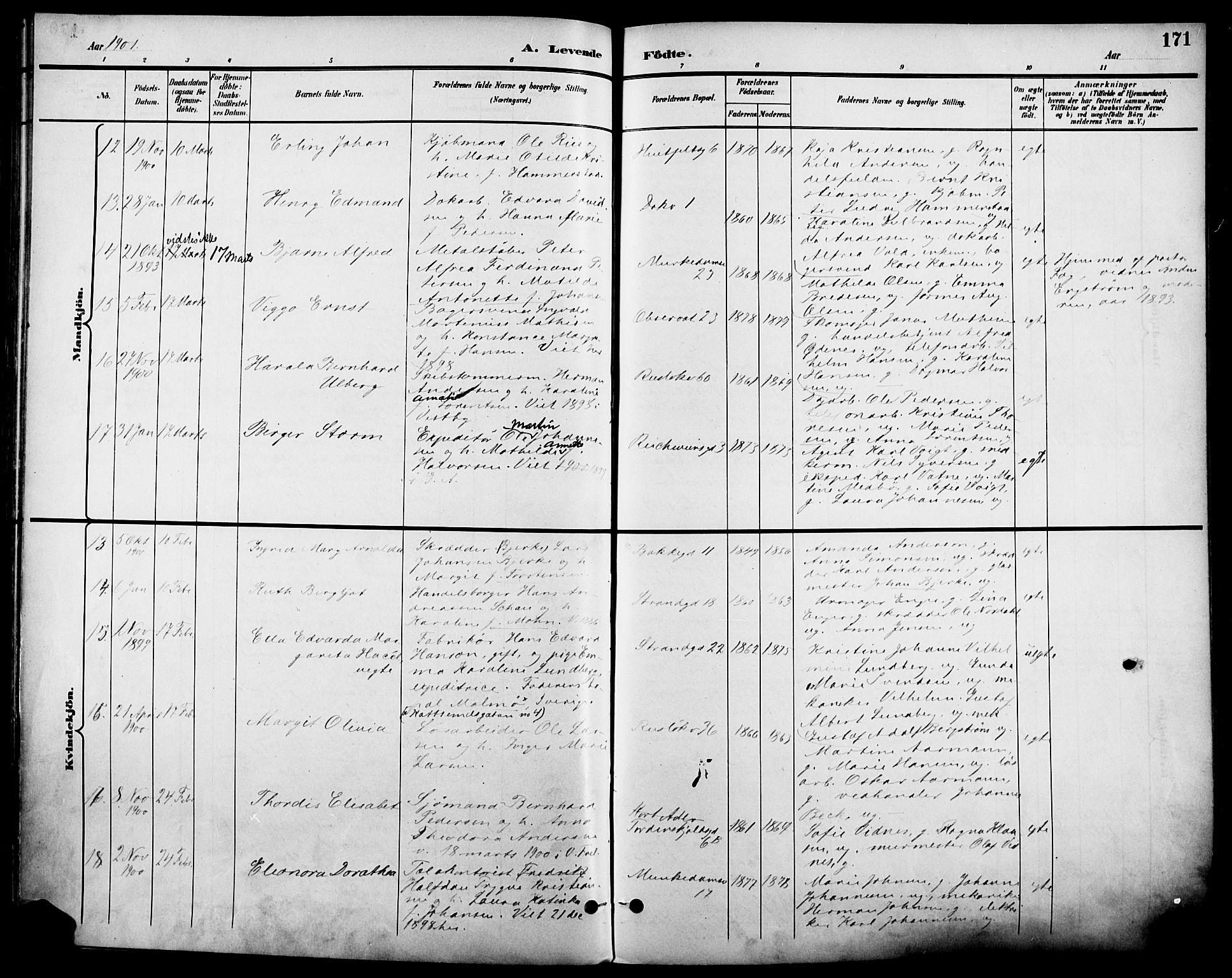 Johannes prestekontor Kirkebøker, AV/SAO-A-10852/F/Fa/L0007: Parish register (official) no. 7, 1896-1905, p. 171