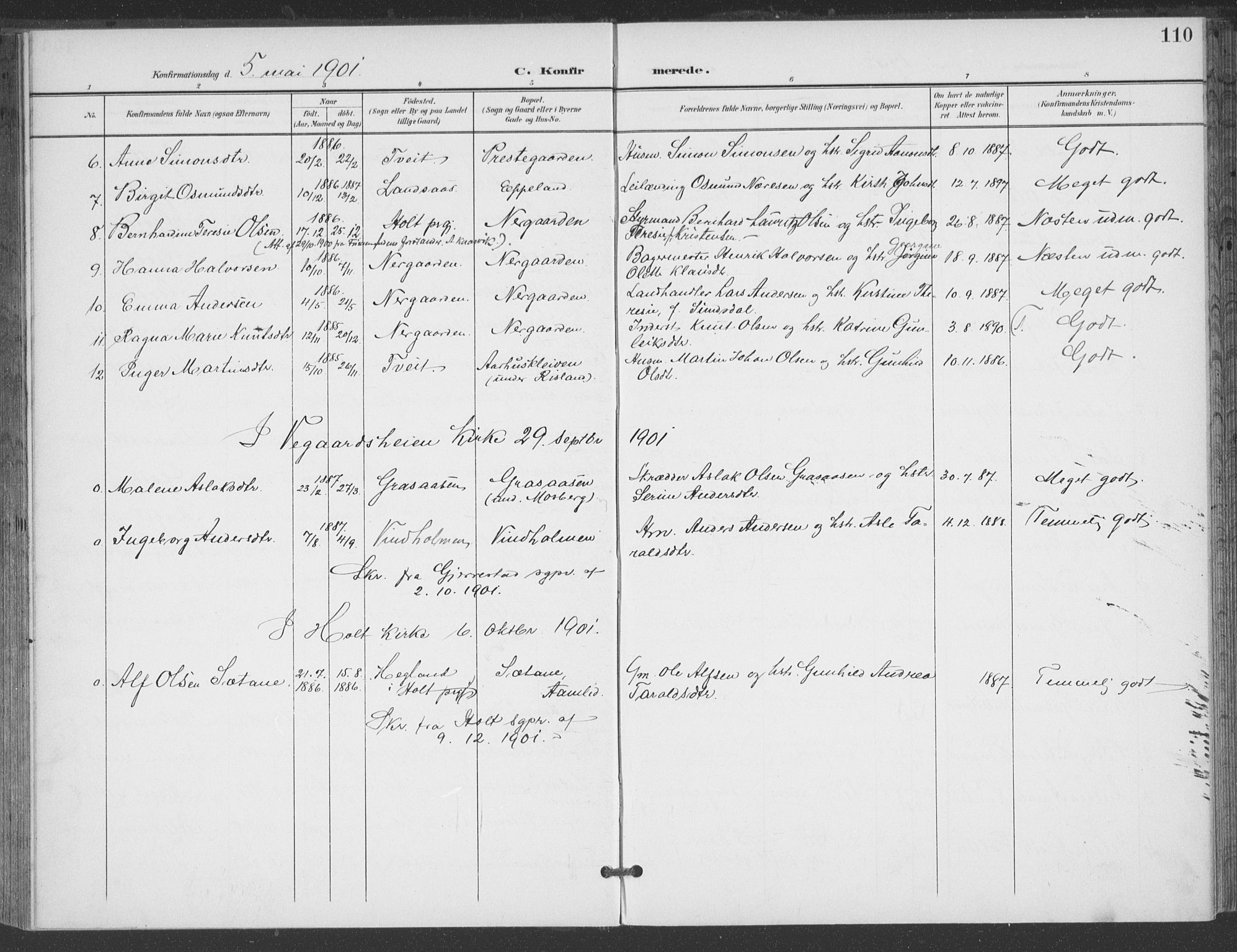 Åmli sokneprestkontor, AV/SAK-1111-0050/F/Fa/Fac/L0012: Parish register (official) no. A 12, 1900-1914, p. 110