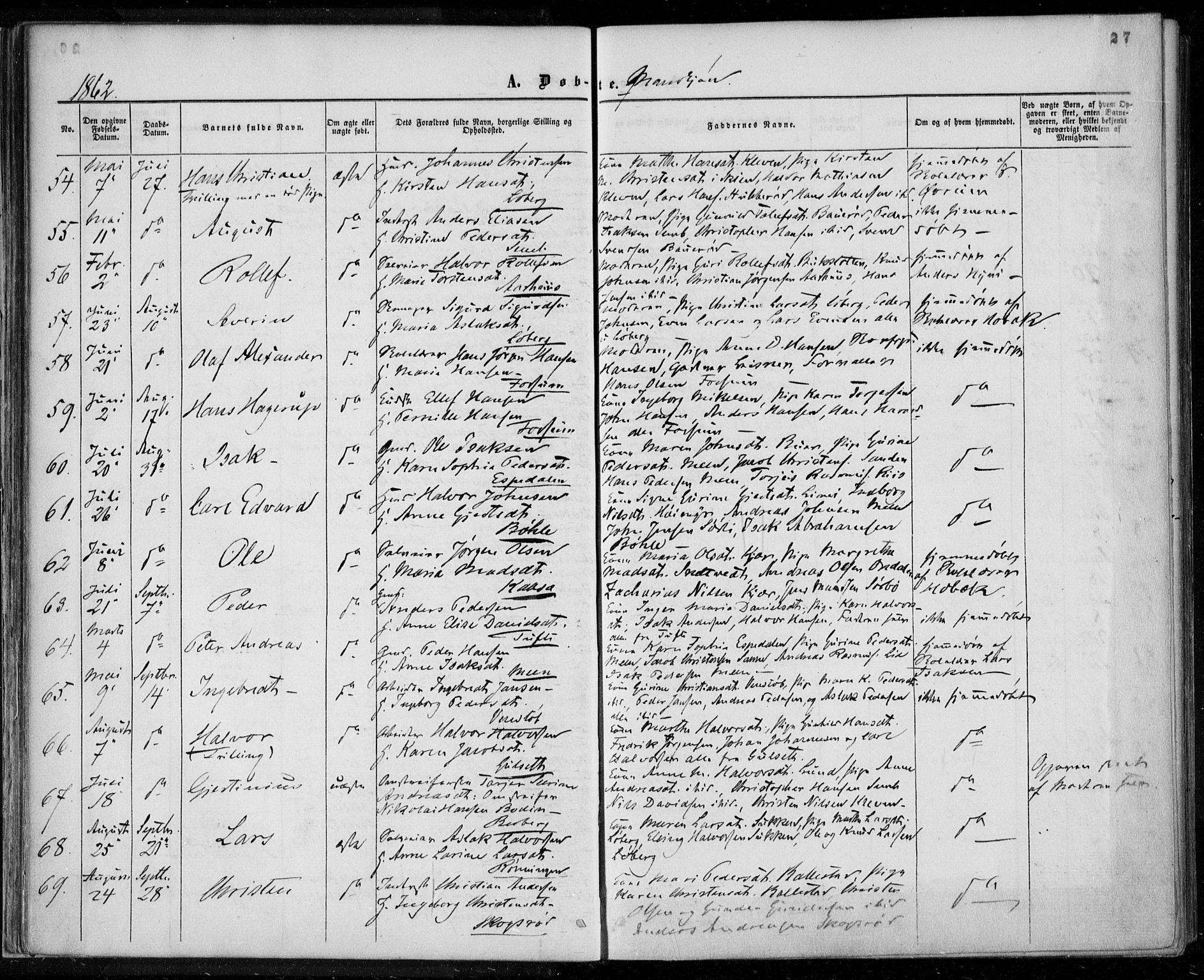 Gjerpen kirkebøker, AV/SAKO-A-265/F/Fa/L0008a: Parish register (official) no. I 8A, 1857-1871, p. 27