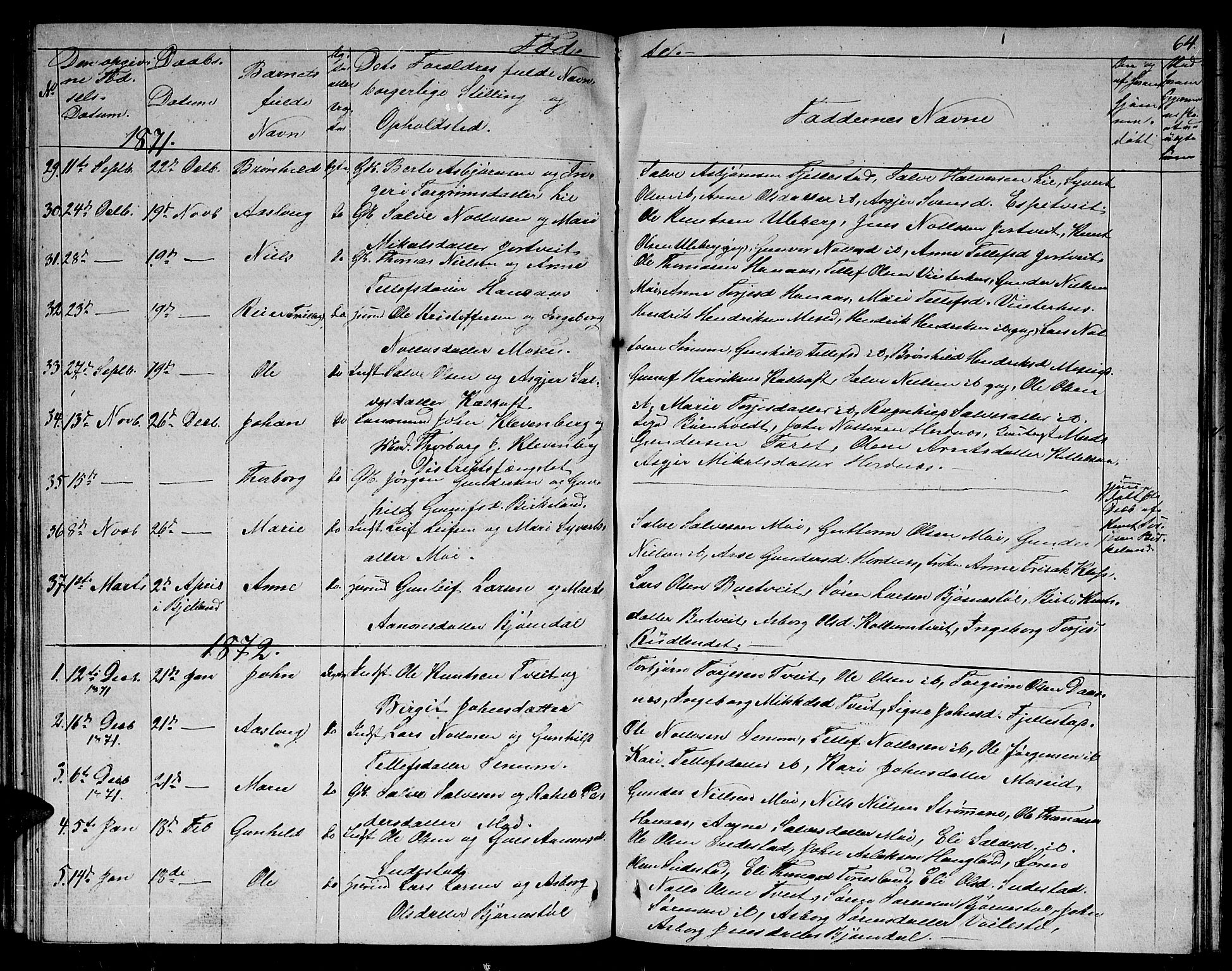 Evje sokneprestkontor, AV/SAK-1111-0008/F/Fb/Fbb/L0001: Parish register (copy) no. B 1, 1849-1878, p. 64