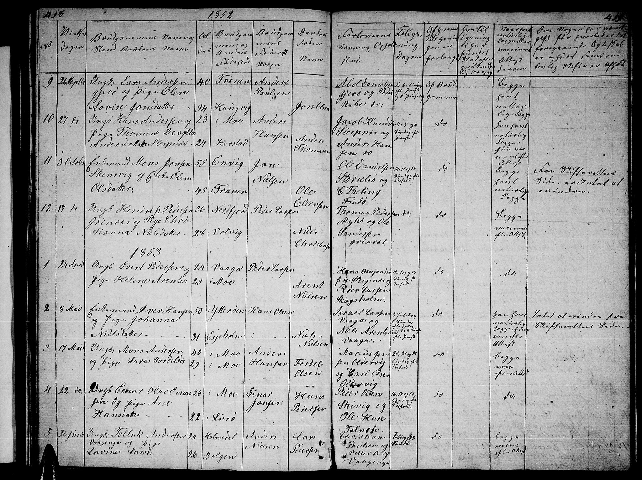 Ministerialprotokoller, klokkerbøker og fødselsregistre - Nordland, SAT/A-1459/841/L0618: Parish register (copy) no. 841C02, 1833-1855, p. 418-419