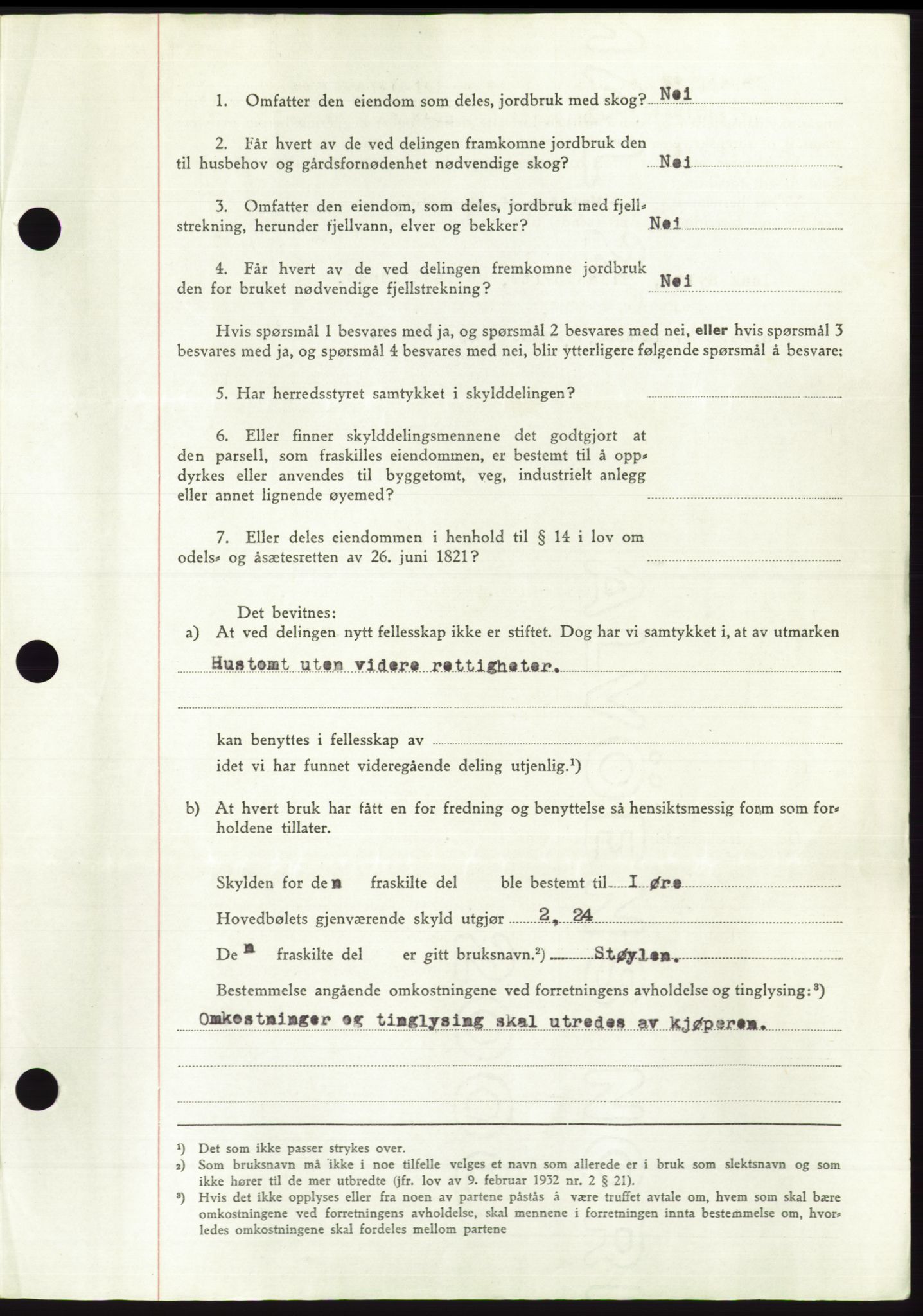 Søre Sunnmøre sorenskriveri, AV/SAT-A-4122/1/2/2C/L0085: Mortgage book no. 11A, 1949-1949, Diary no: : 1324/1949