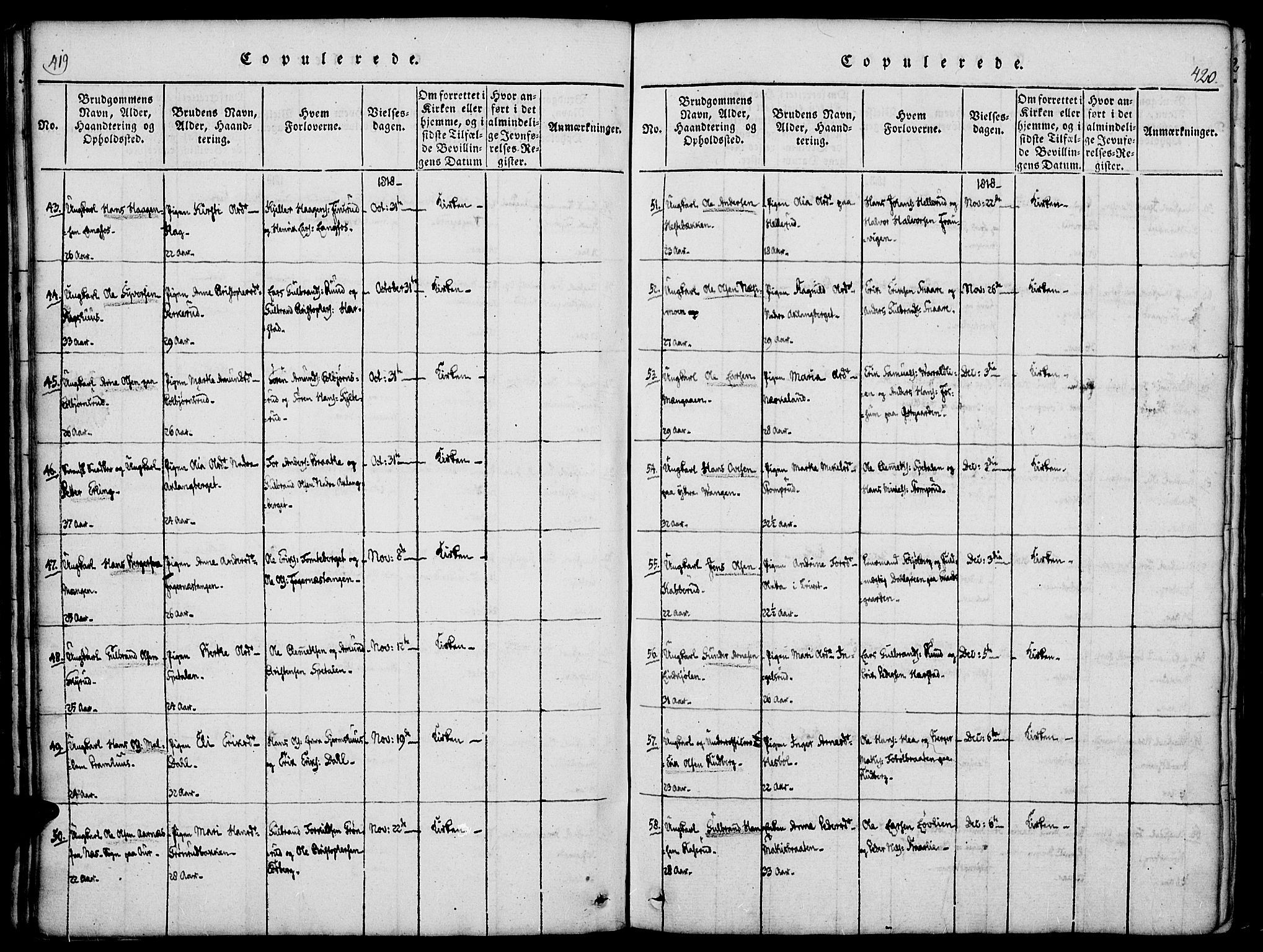 Vinger prestekontor, AV/SAH-PREST-024/H/Ha/Haa/L0006: Parish register (official) no. 6, 1814-1825, p. 419-420