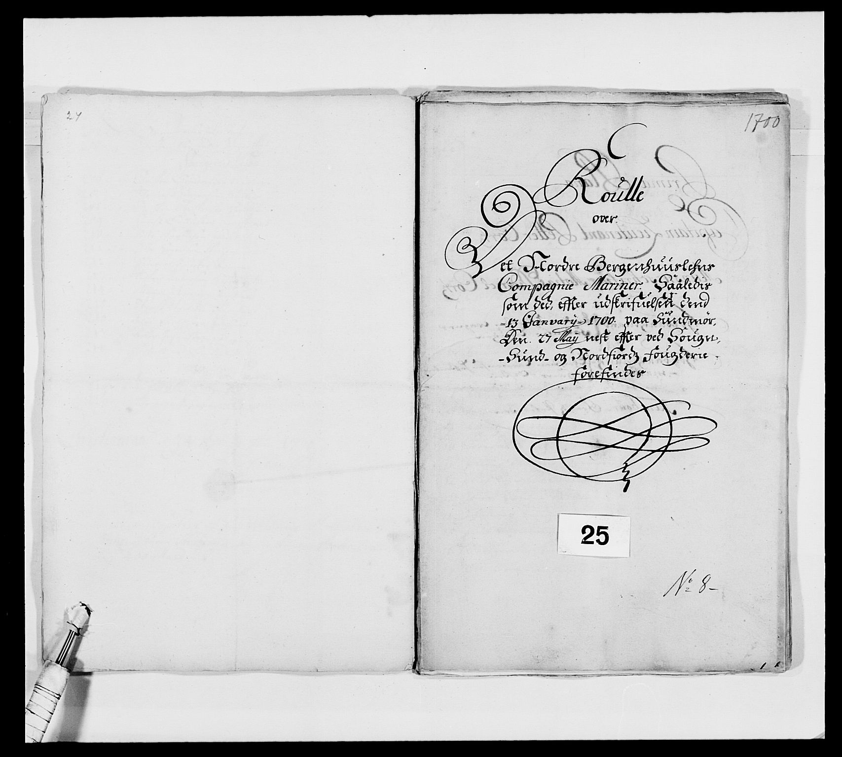 Kommanderende general (KG I) med Det norske krigsdirektorium, AV/RA-EA-5419/E/Ea/L0473: Marineregimentet, 1664-1701, p. 287